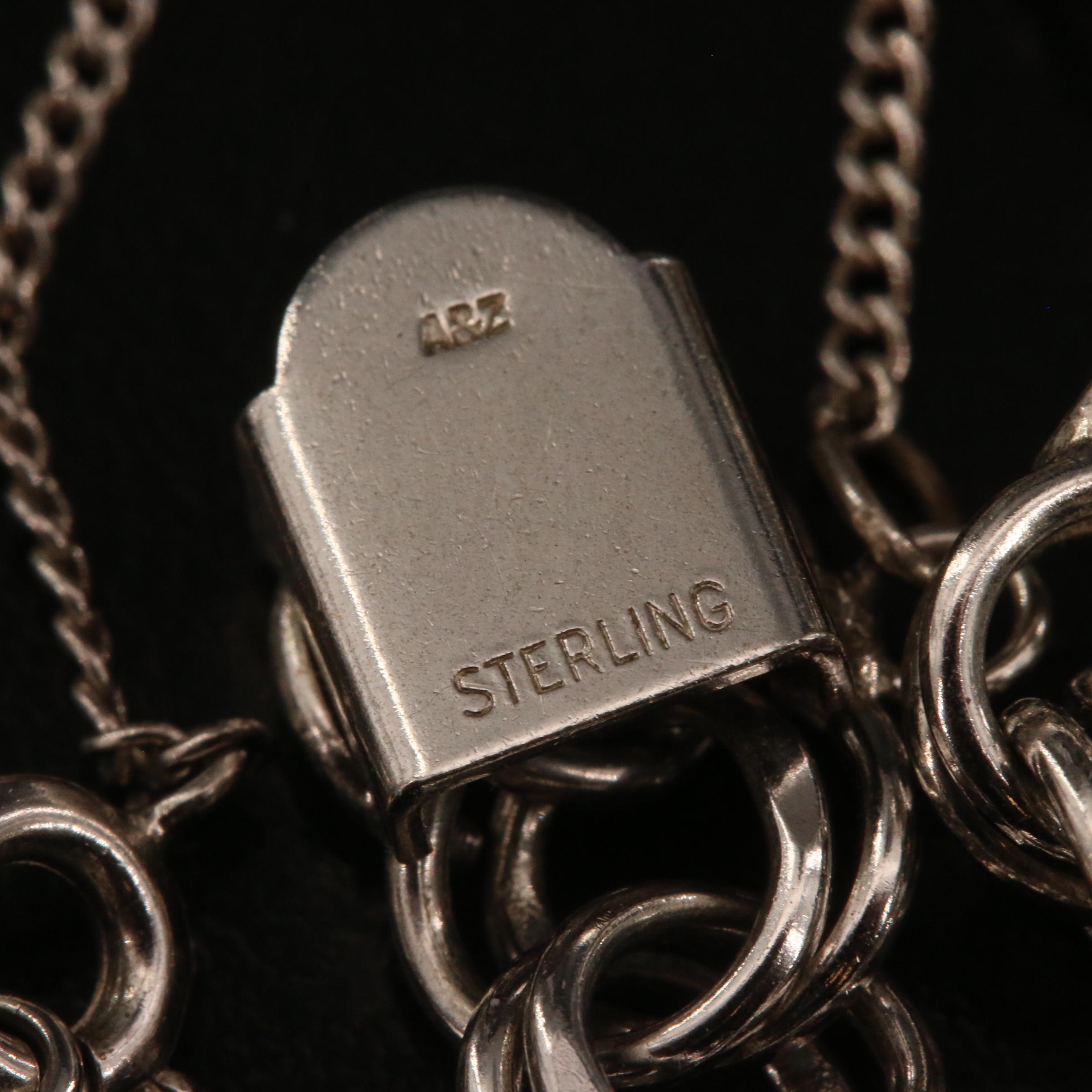 Vintage Sterling Charm Bracelet with Silhouette Charms