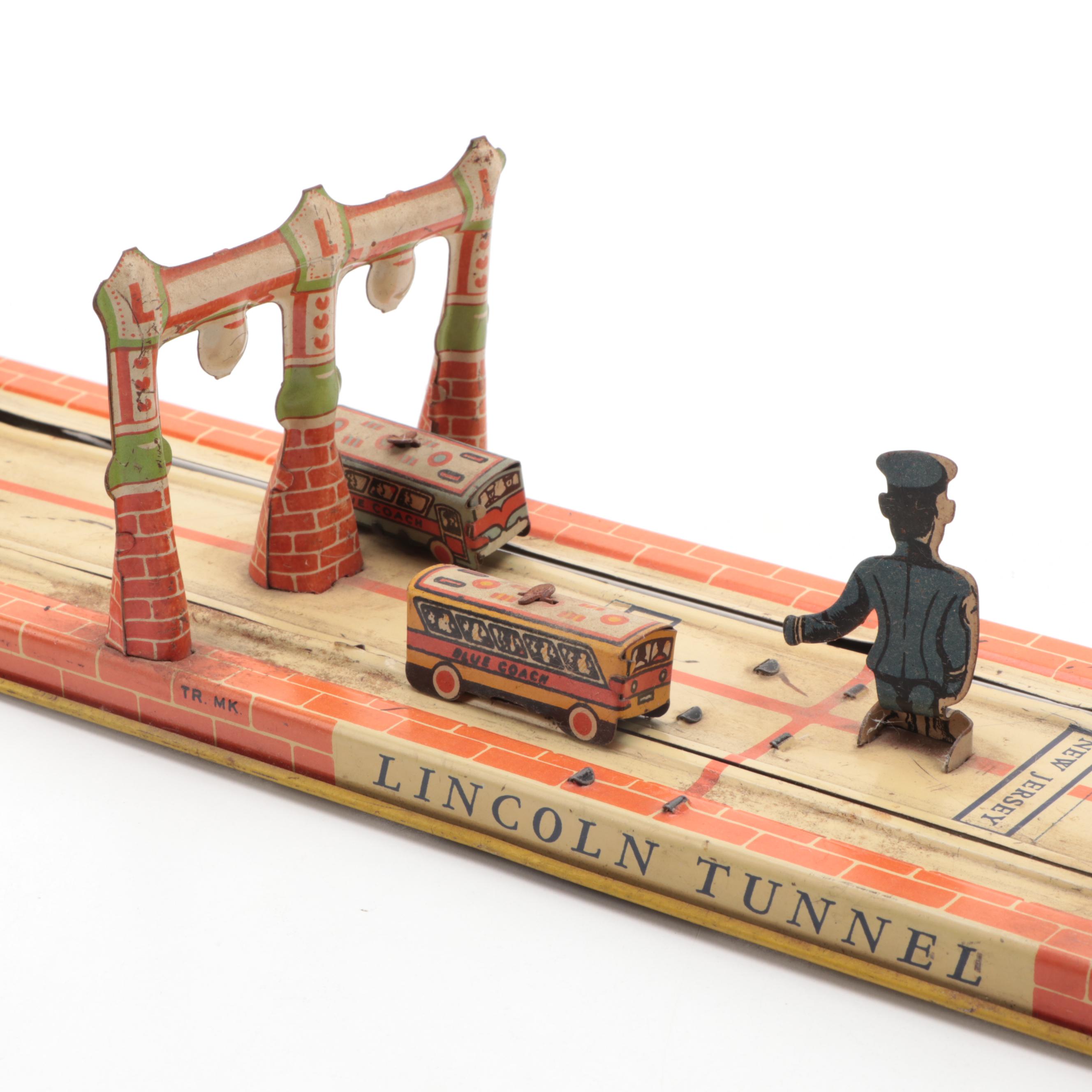 Unique Art Mfg. Co. "Lincoln Tunnel" Tin Lithograph Wind-Up Toy, 1930s