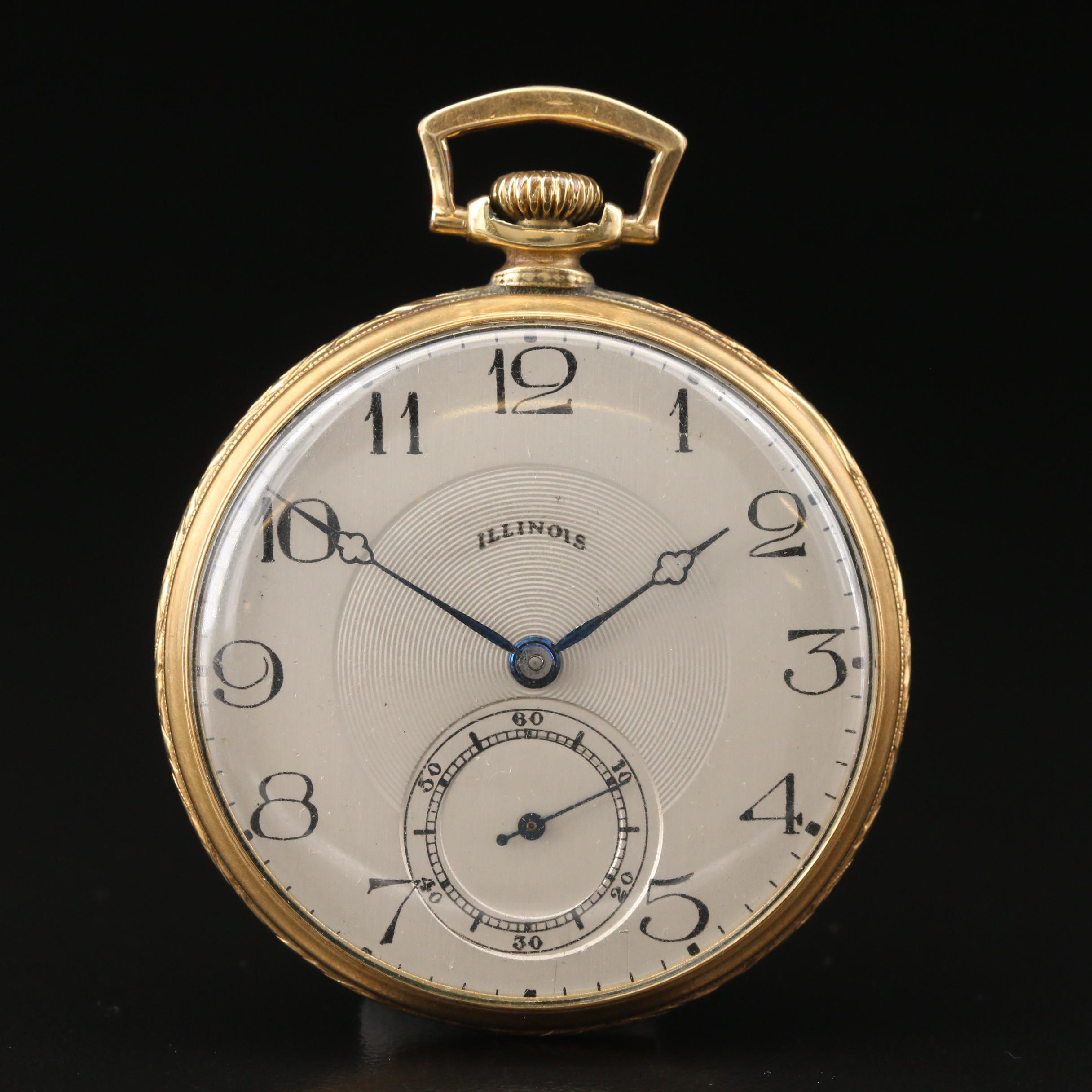 1925 Illinois Autocrat 14K Gold Filled Open Face Pocket Watch