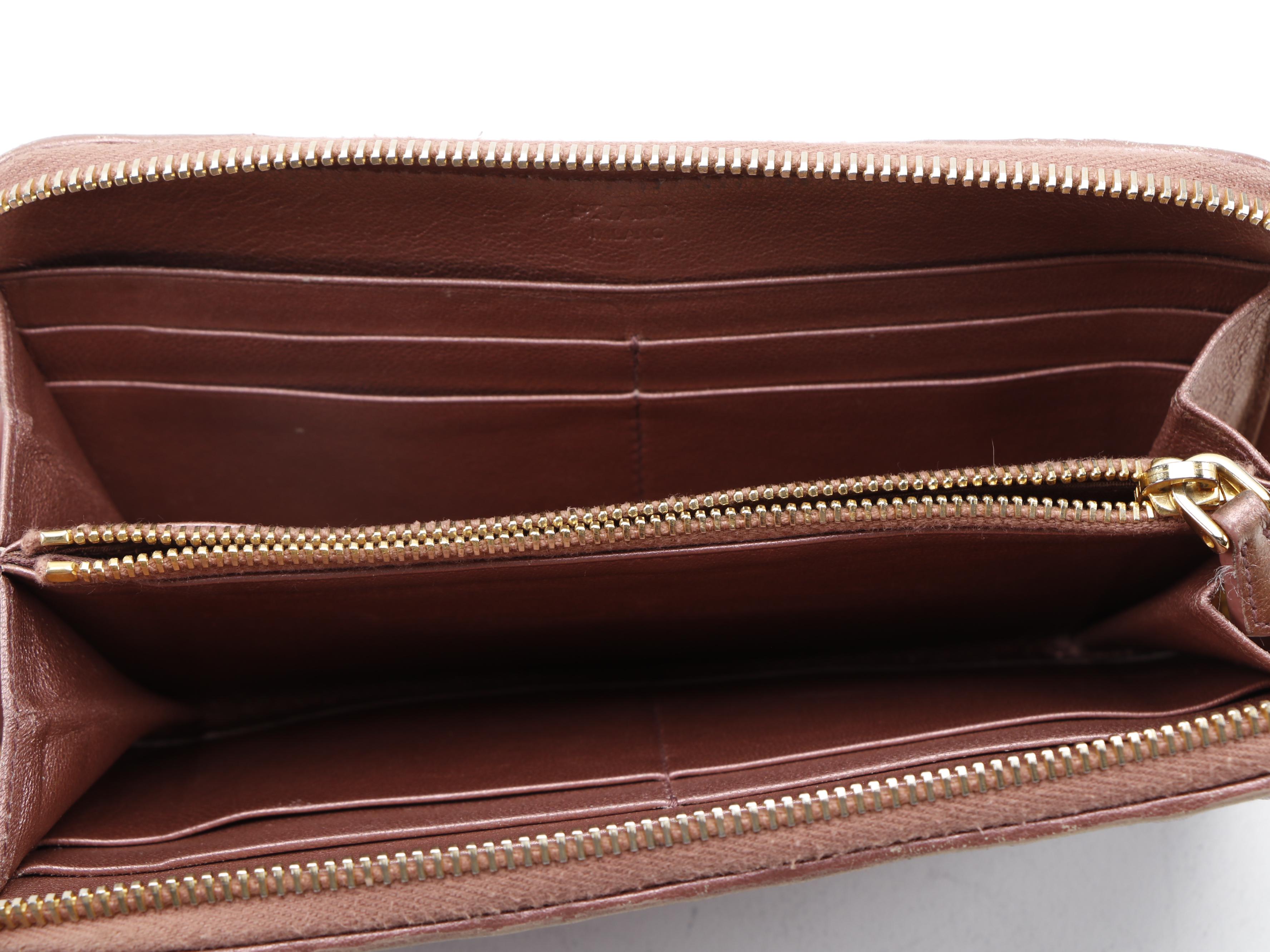 Prada Nappa Gaufre Continental Wallet in Metallic Blush Leather