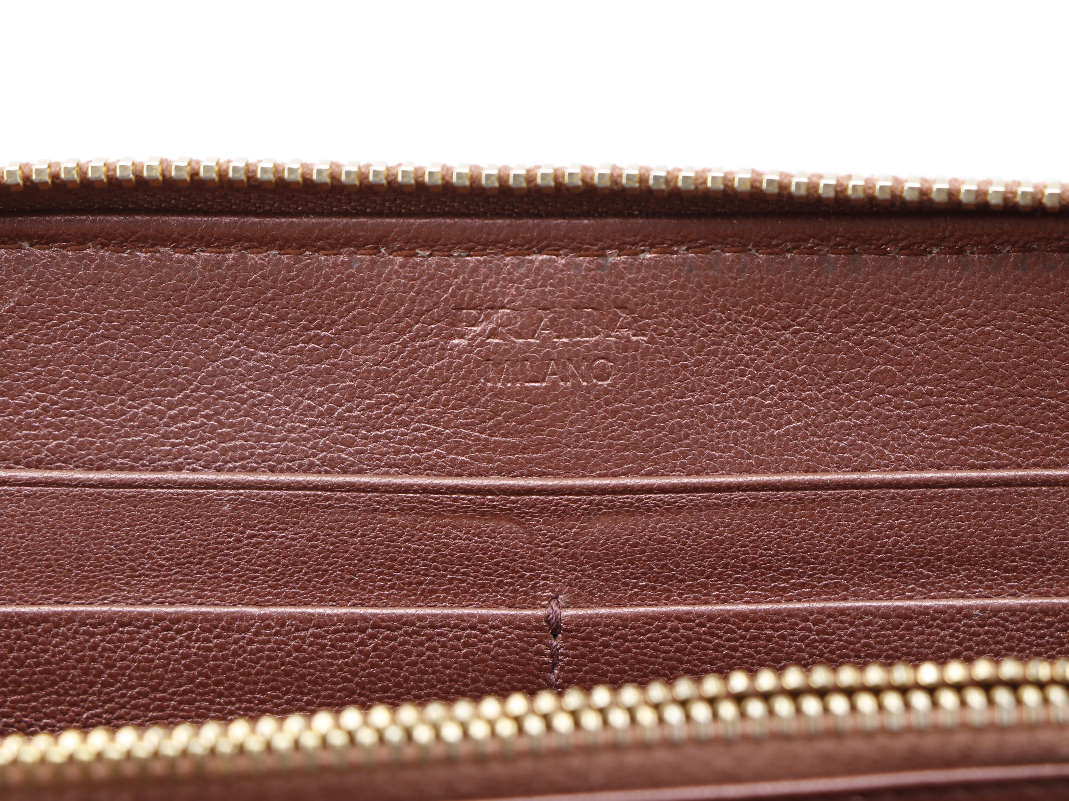 Prada Nappa Gaufre Continental Wallet in Metallic Blush Leather