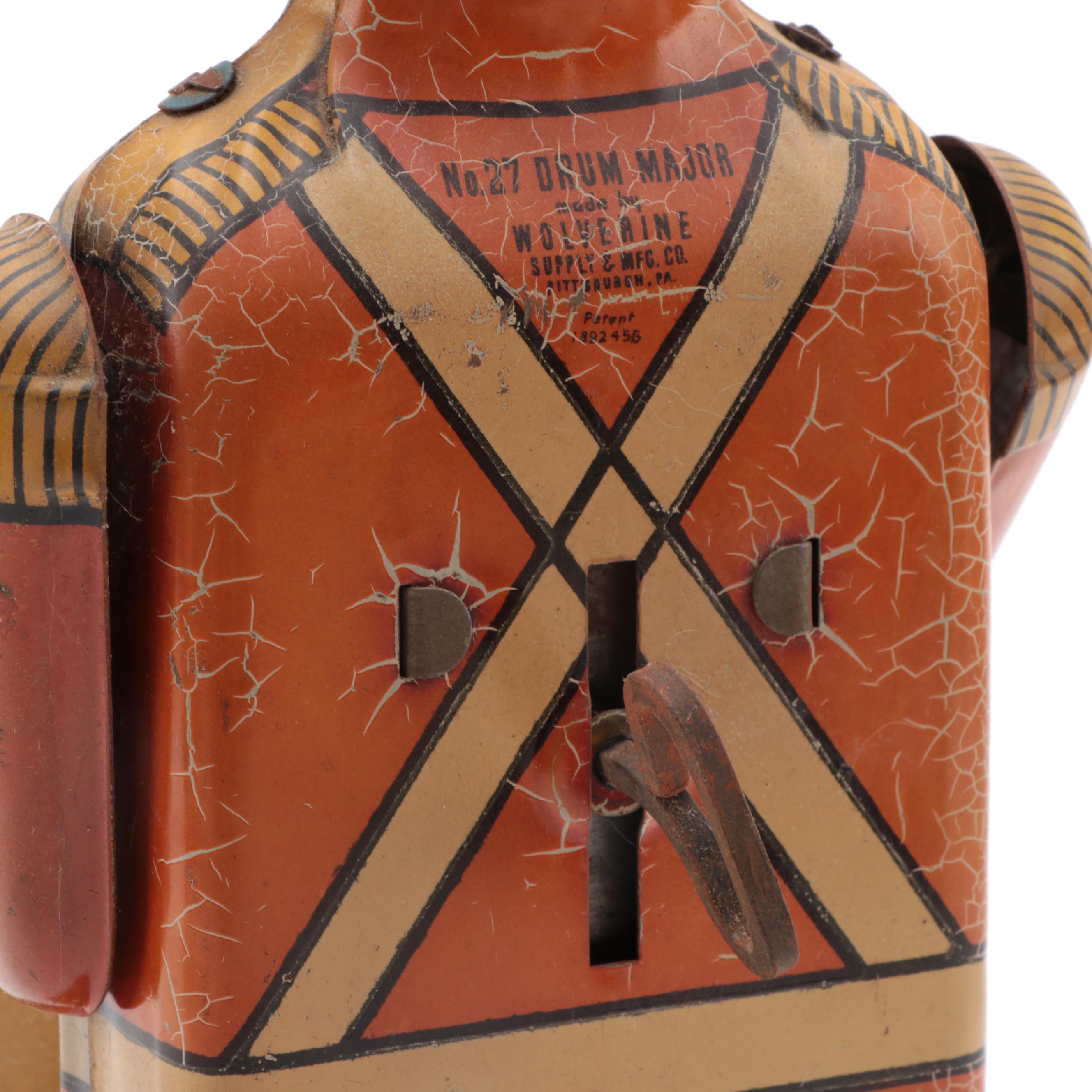 Wolverine Tin Lithograph "Drum Major" Model 27 Wind-Up Toy, 1930s