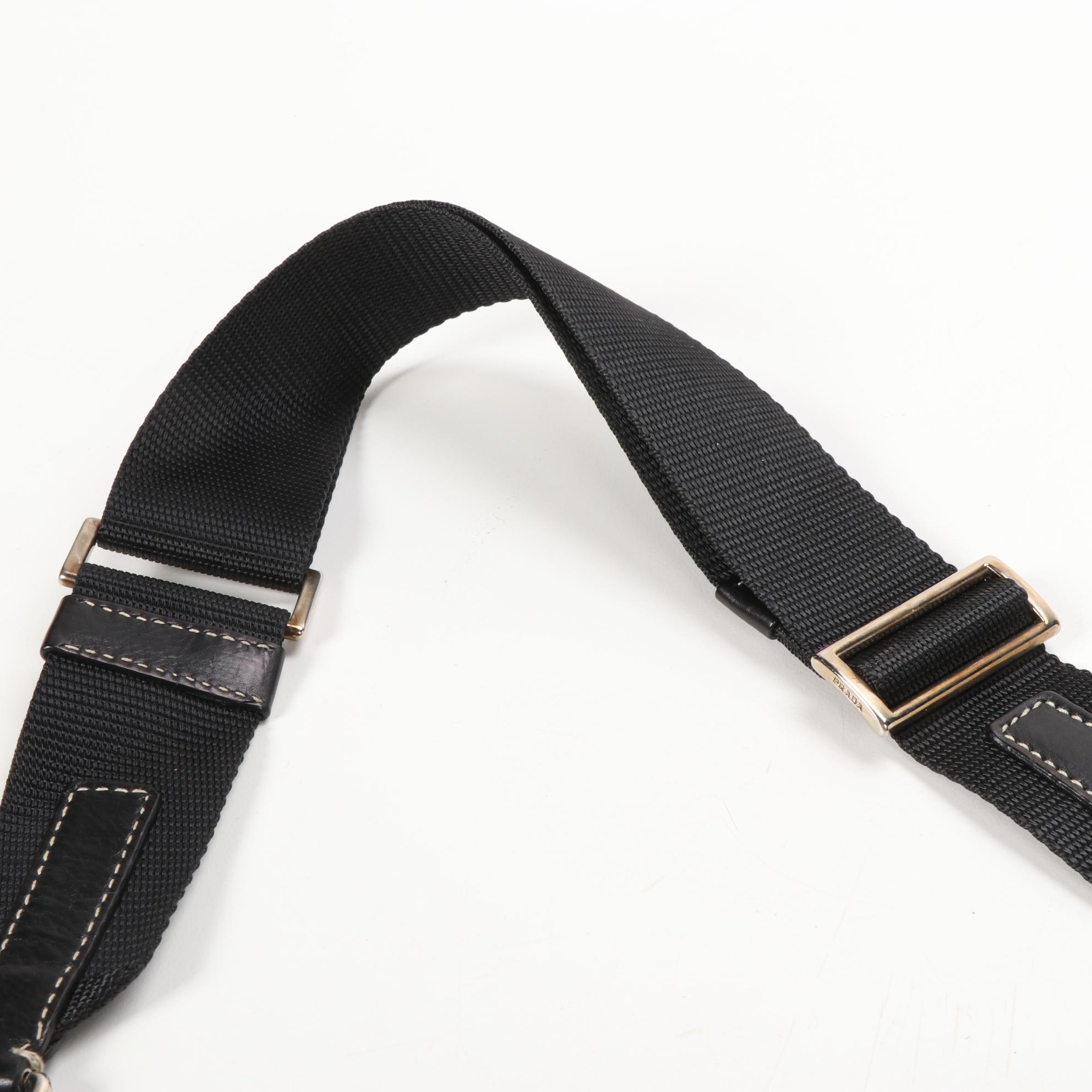 Prada Flap Front Shoulder Bag in Black Tessuto Nylon and Leather