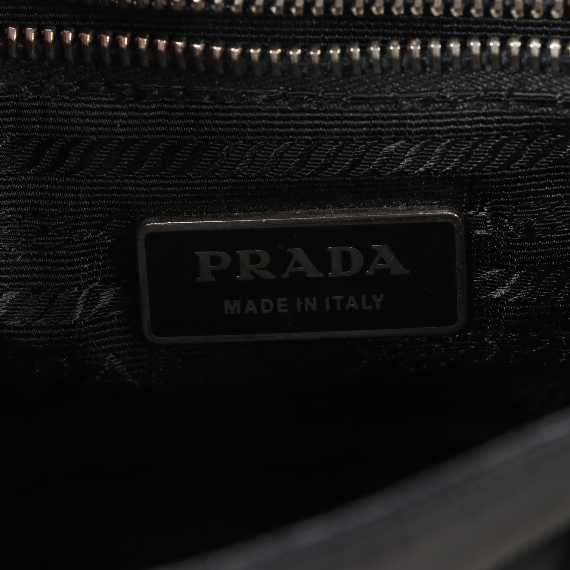 Prada Flap Front Shoulder Bag in Black Tessuto Nylon and Leather