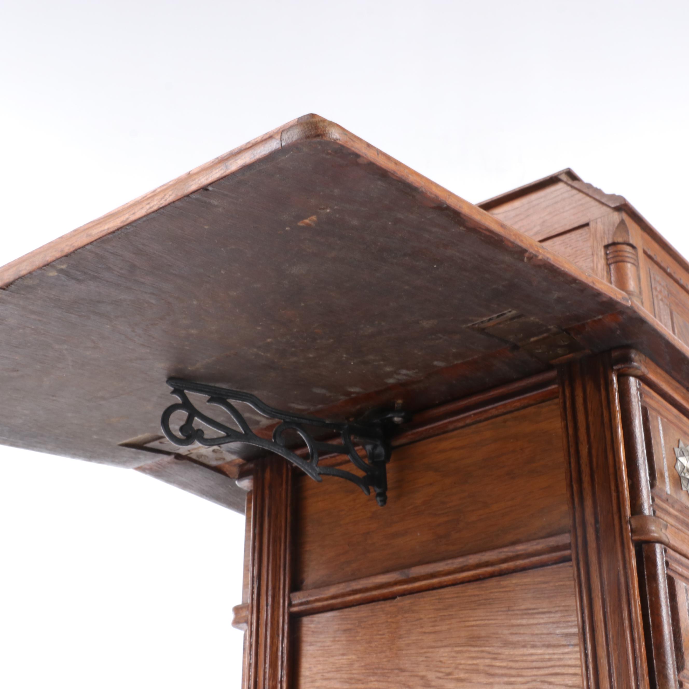 New Home Treadle Sewing Machine and Oak Sewing Table, circa 1890