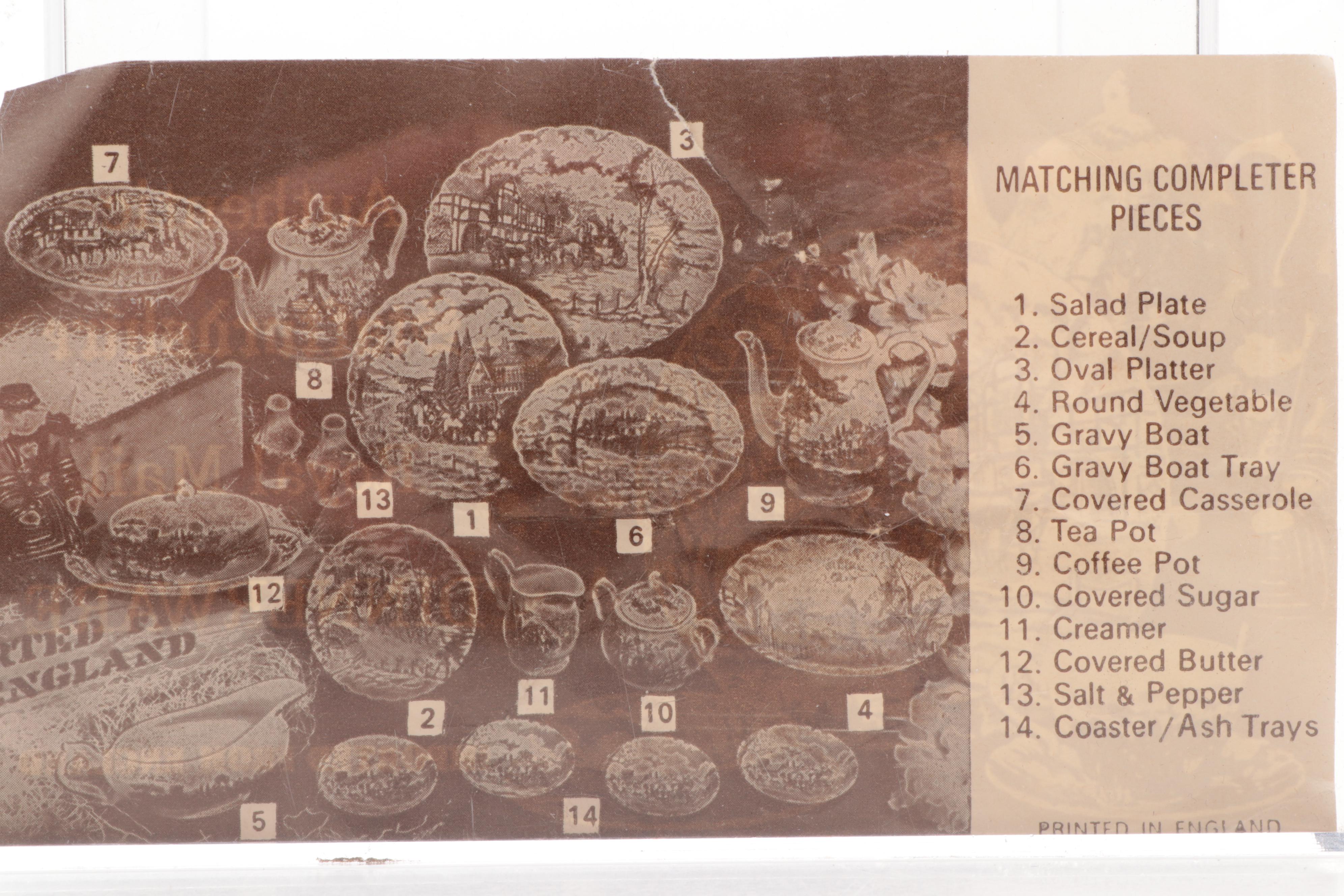 Myott Staffordshire "Royal Mail" Ironstone Dinner and Serveware, Mid-20th C.