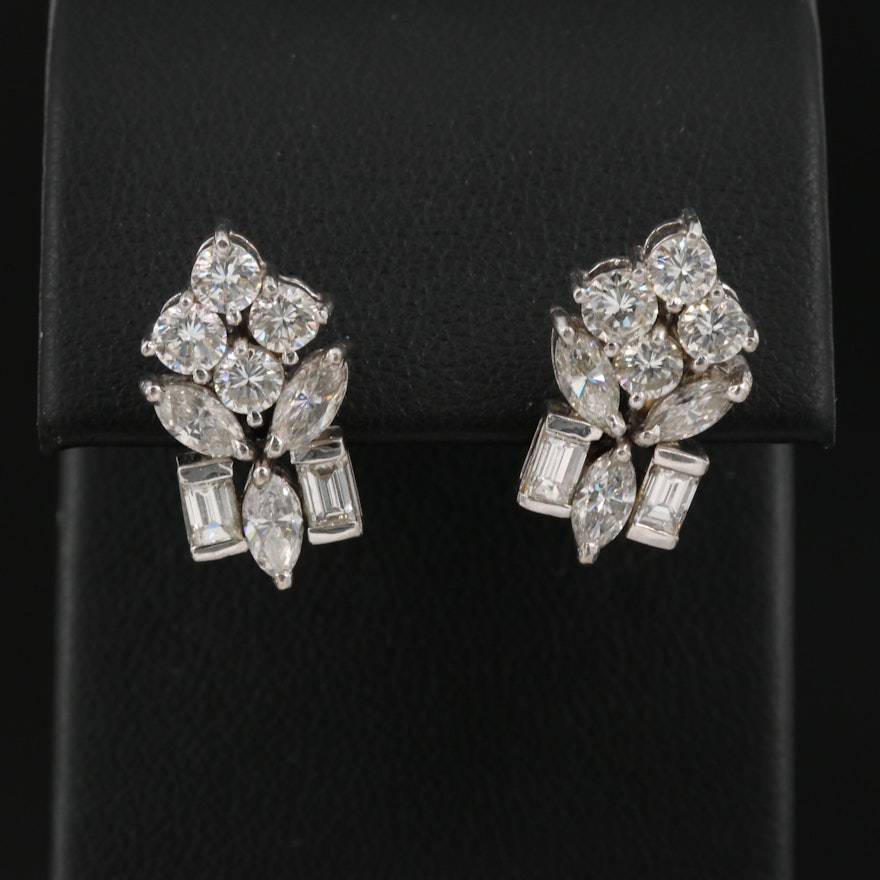 18K 2.58 CTW Diamond Cluster Earrings