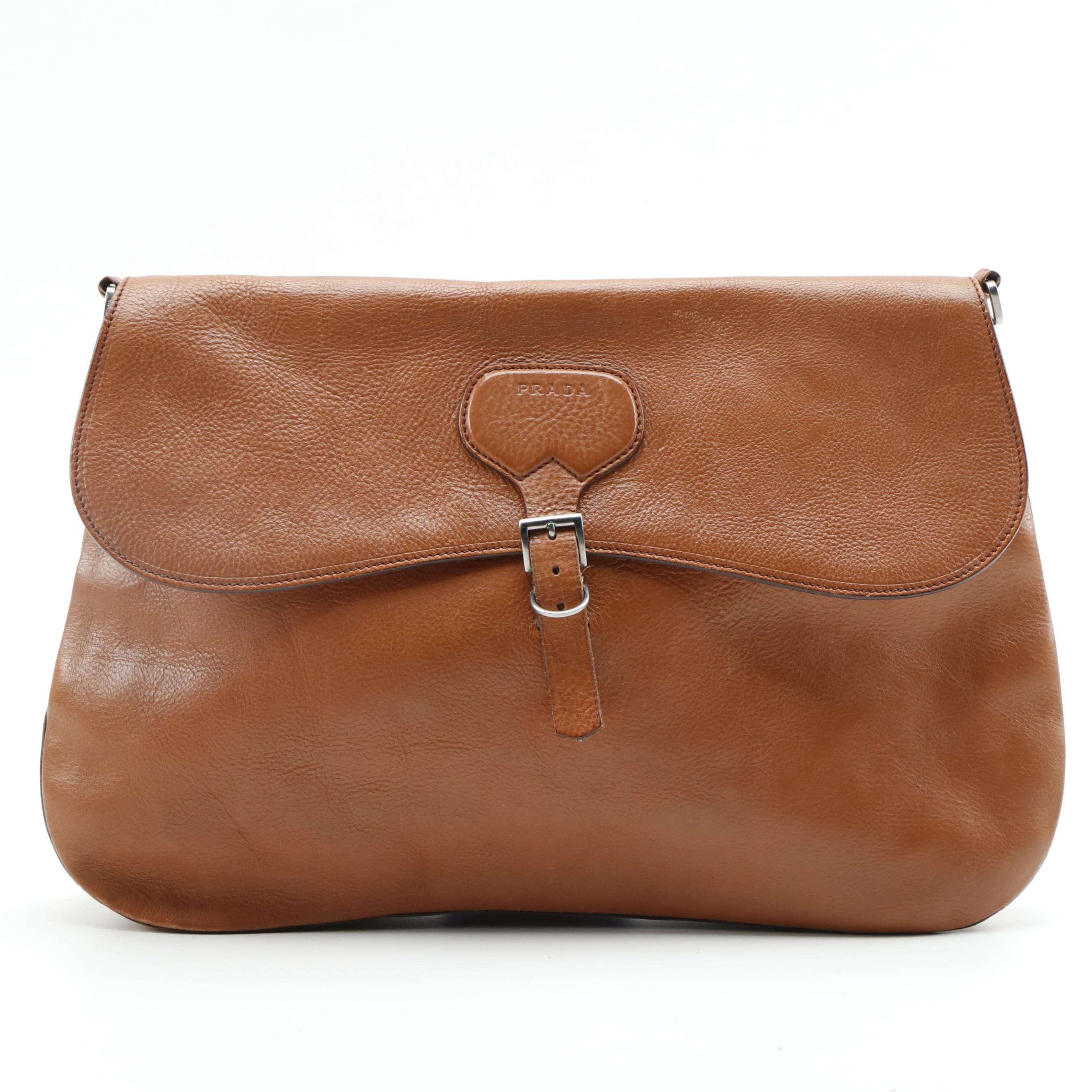 Prada Cervo Leather Saddle Bag Without Shoulder Strap