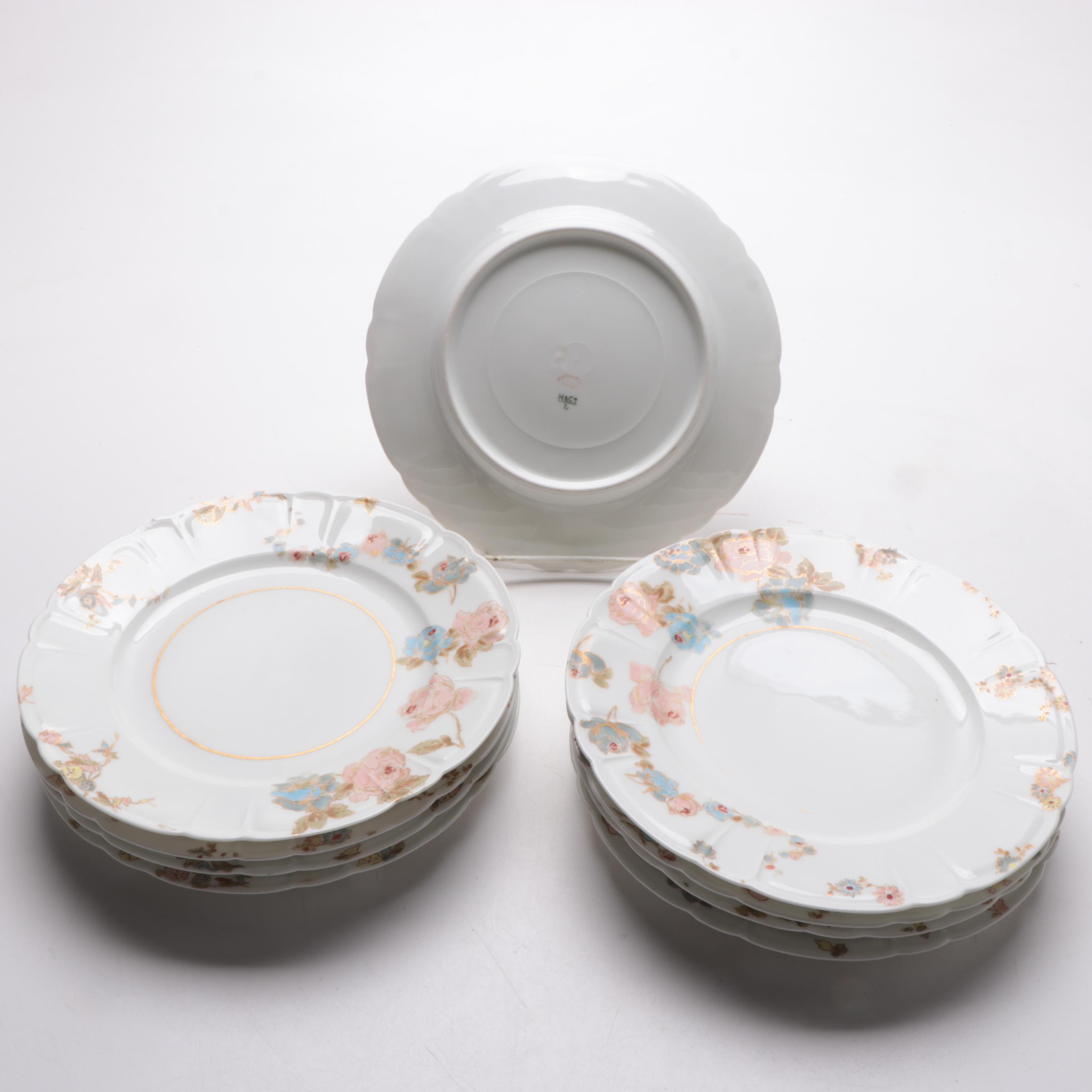 Haviland & Co. Limoges Porcelain Salad Plates, Mid-20th Century