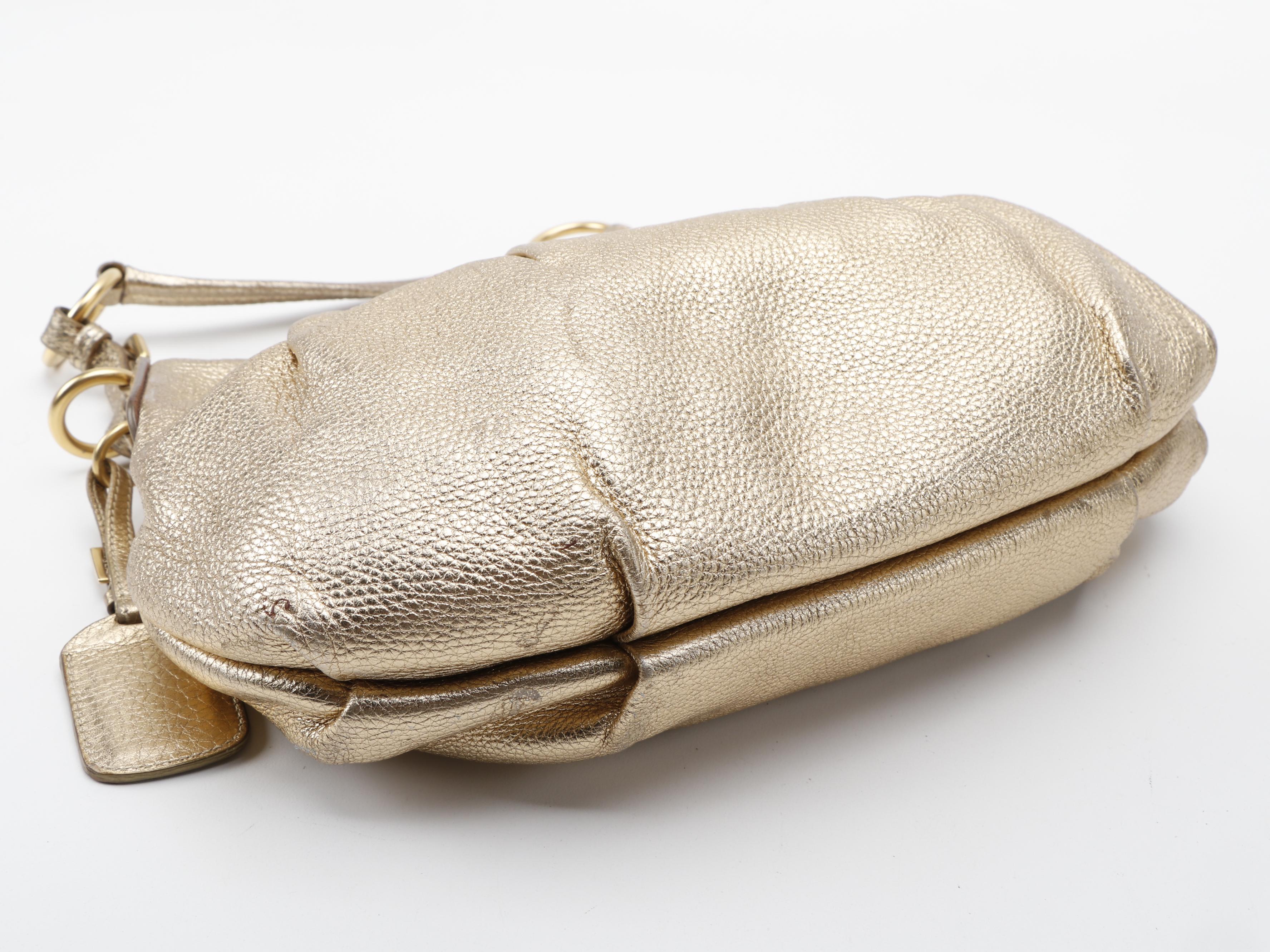 Prada Vitello Daino Hobo Bag in Gold Metallic Leather