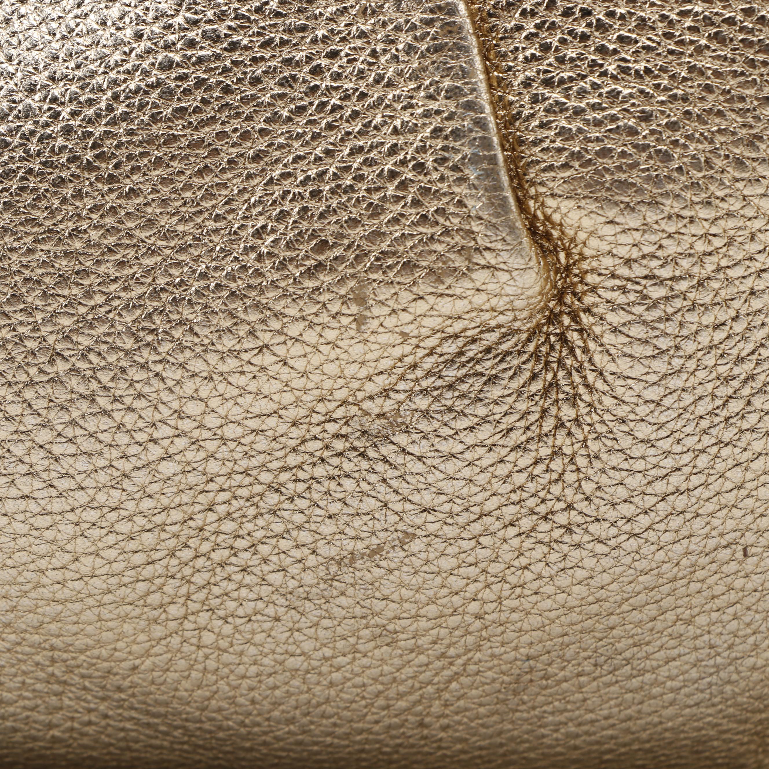 Prada Vitello Daino Hobo Bag in Gold Metallic Leather