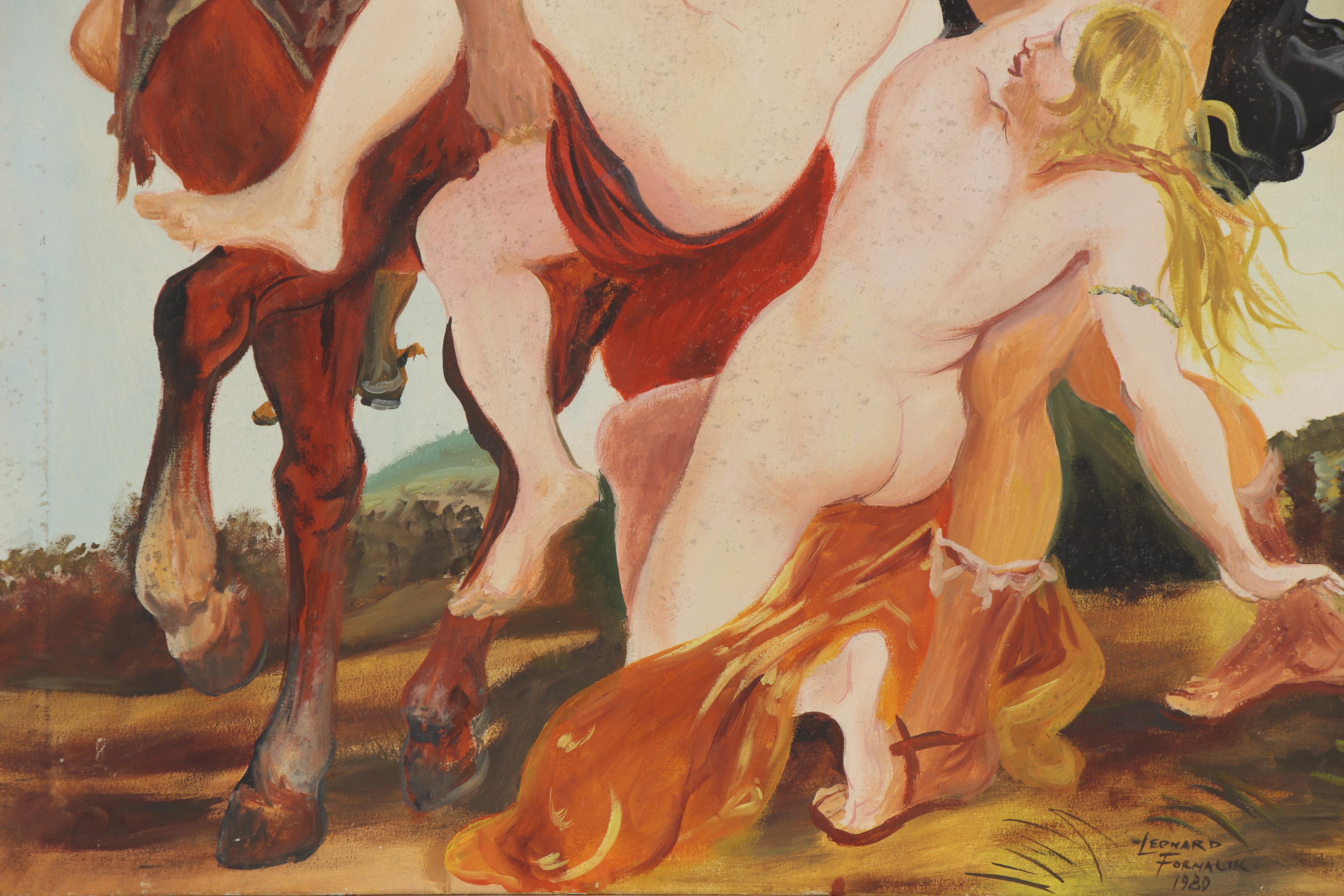 Leonard Fornalik Oil Painting "The Rape of the Daughters of Leucippus," 1980