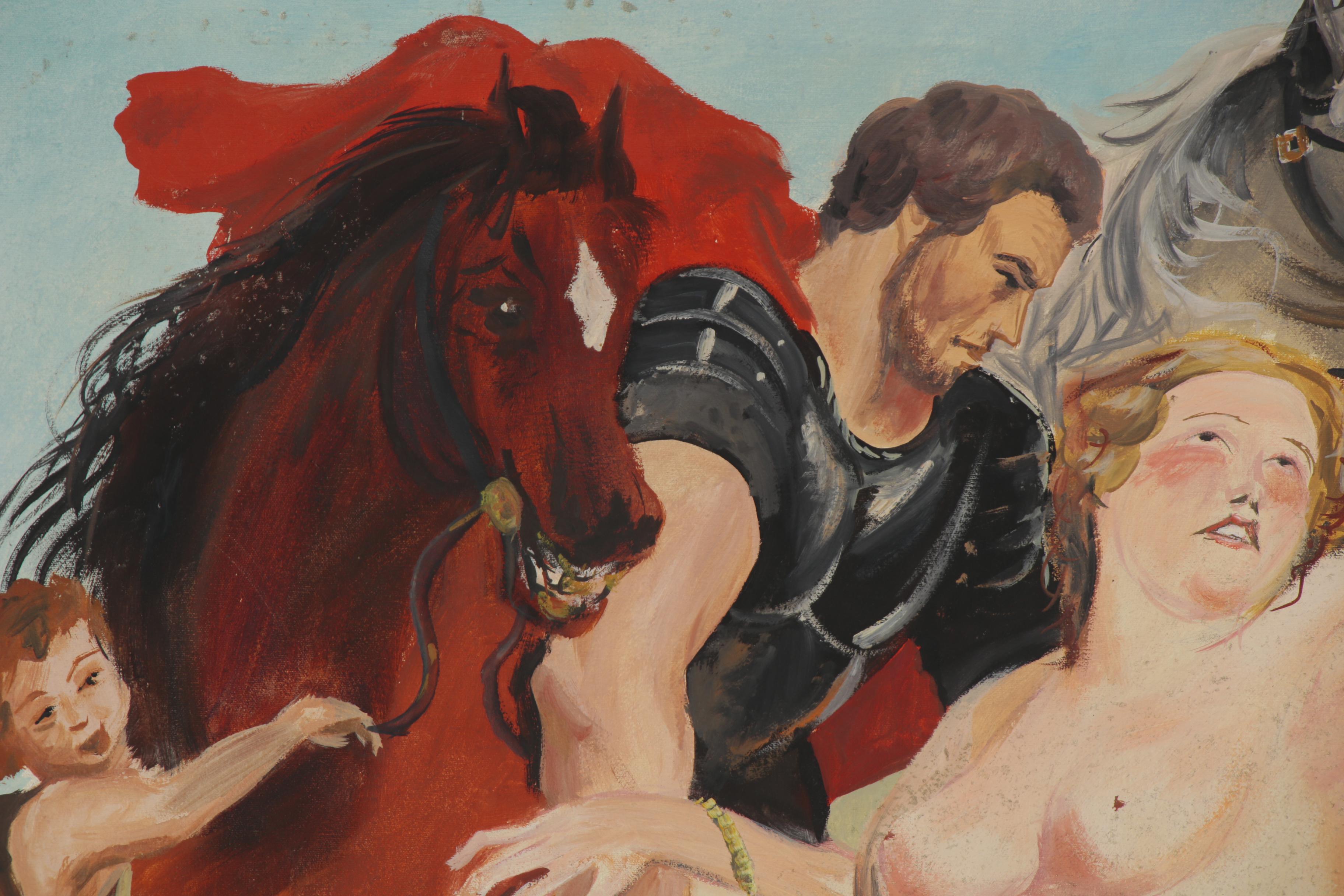 Leonard Fornalik Oil Painting "The Rape of the Daughters of Leucippus," 1980