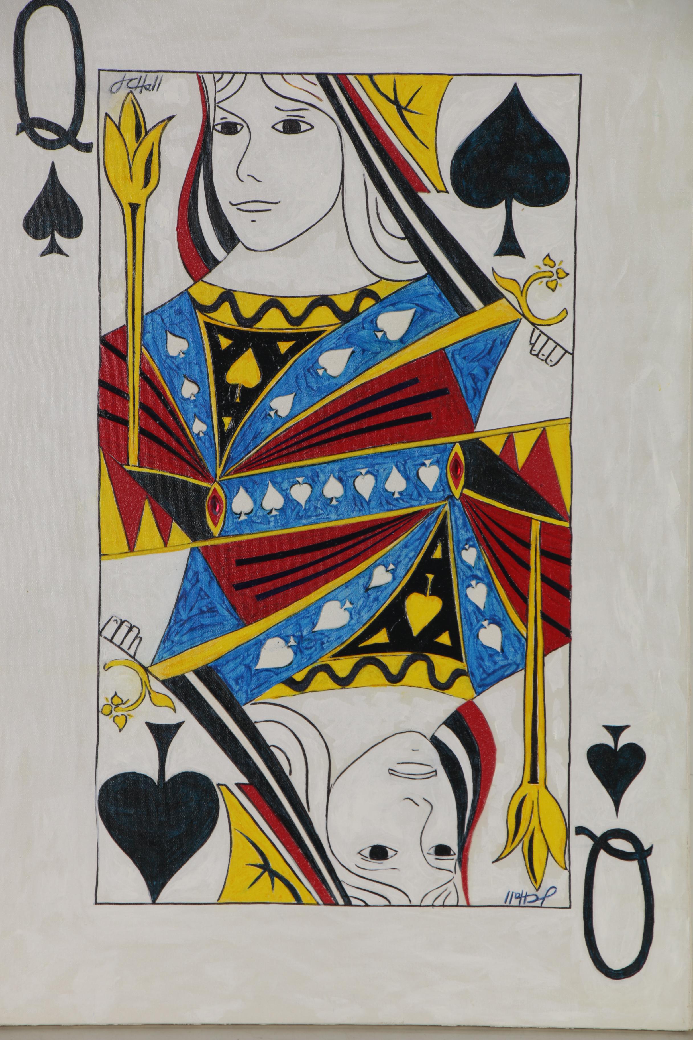 J.C. Hall Mixed Media Painting of Queen of Spades