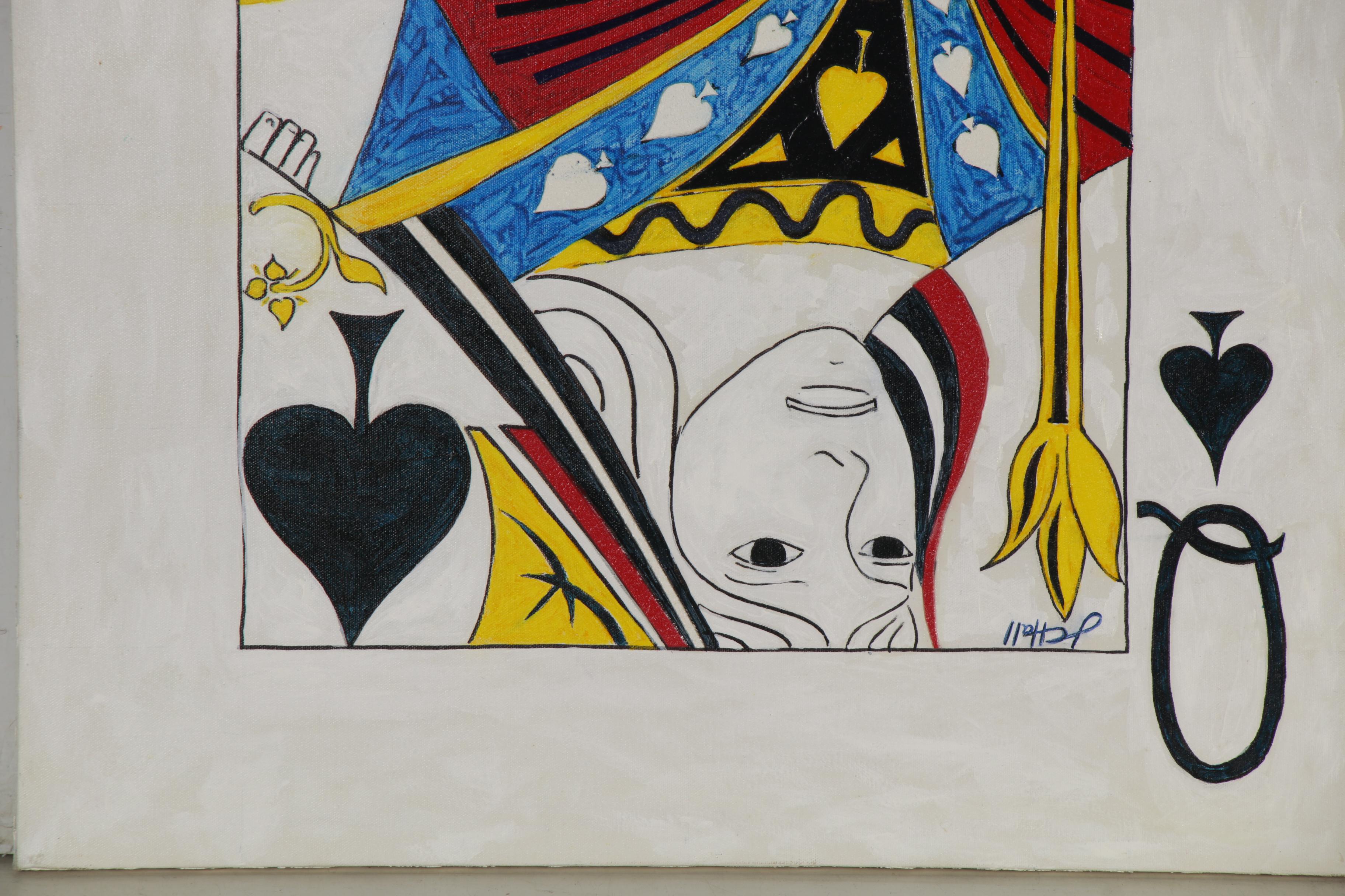 J.C. Hall Mixed Media Painting of Queen of Spades