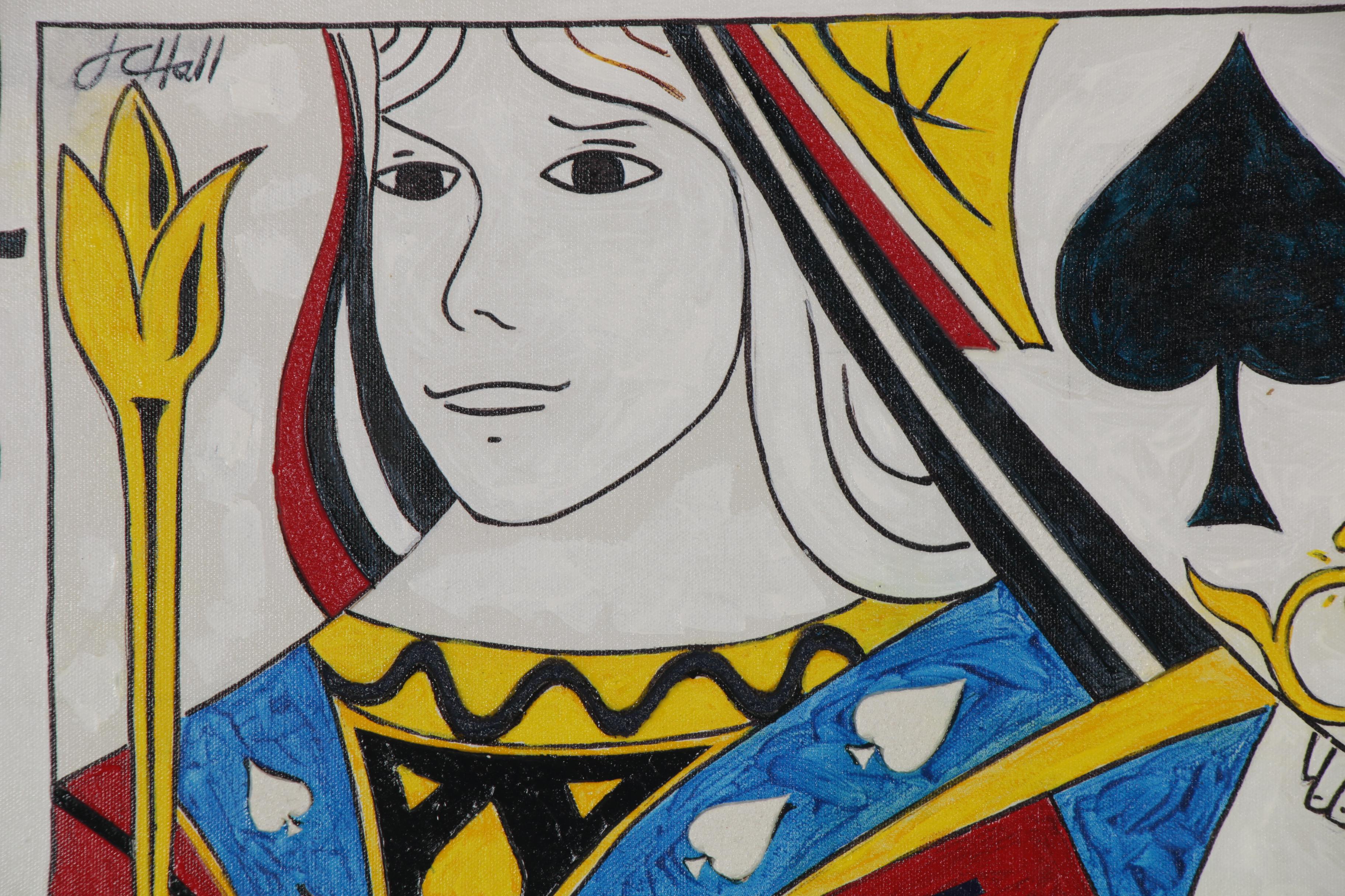 J.C. Hall Mixed Media Painting of Queen of Spades