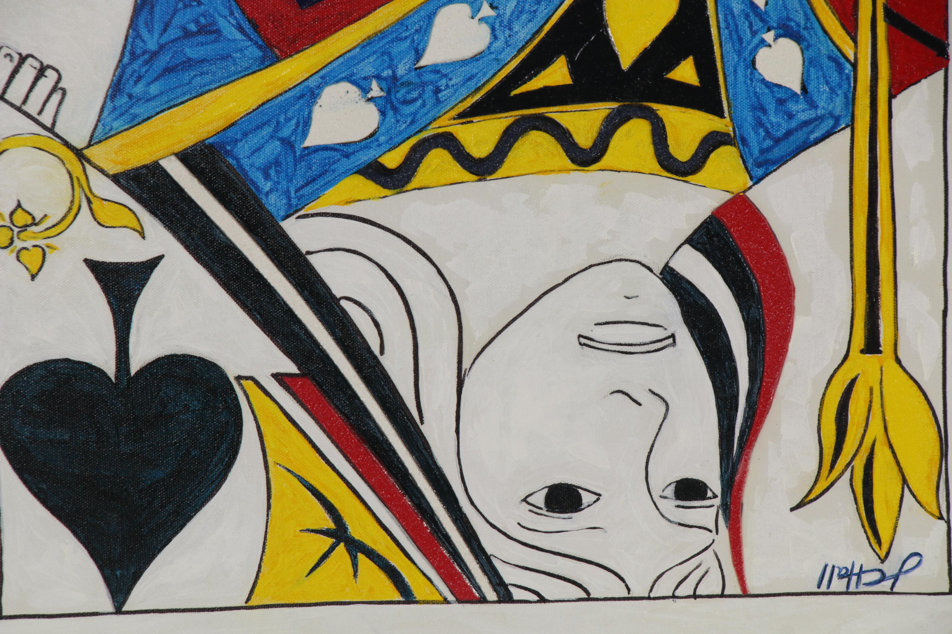 J.C. Hall Mixed Media Painting of Queen of Spades