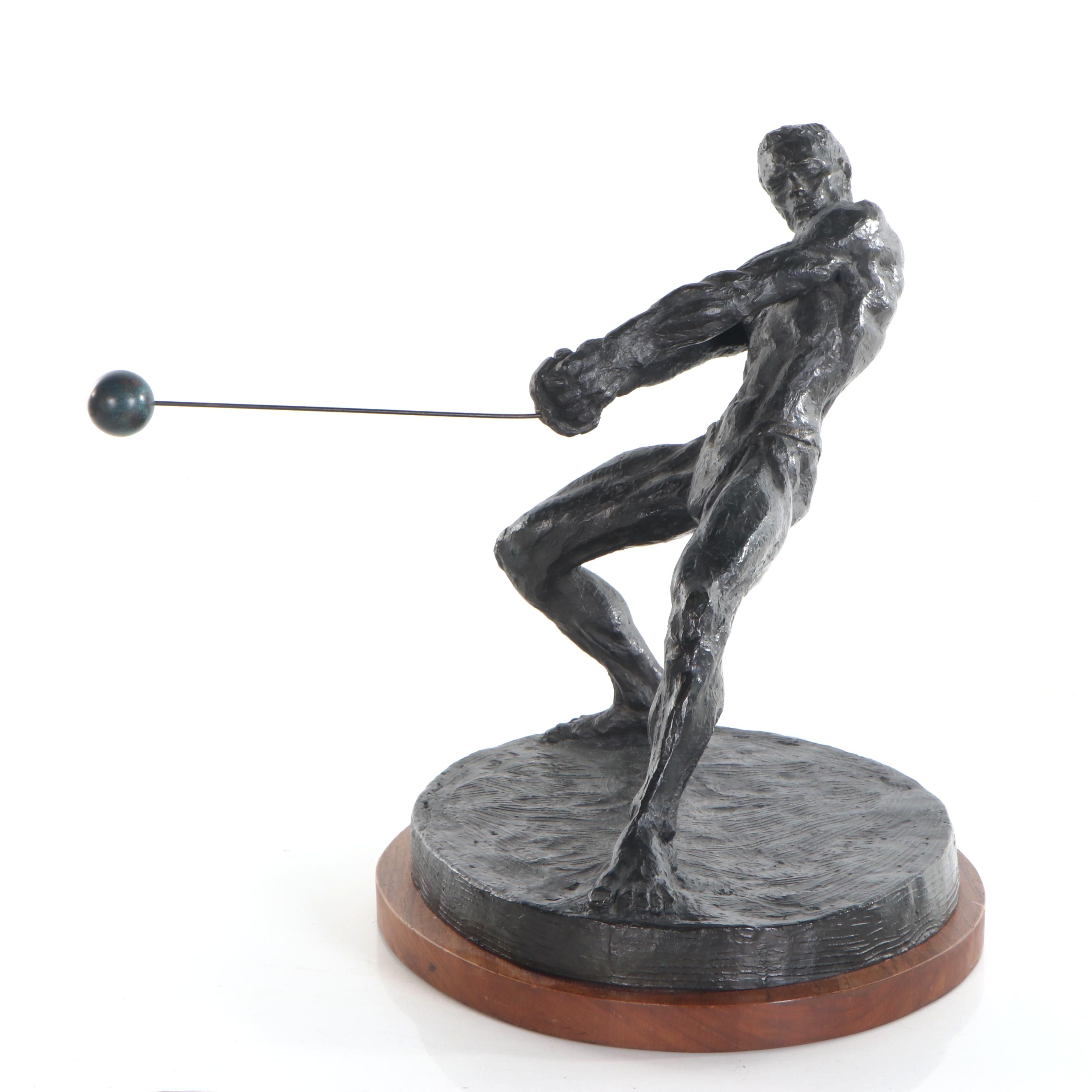 Thomas Holland Bonded Bronze Sculpture "The Hammer Thrower," 1968
