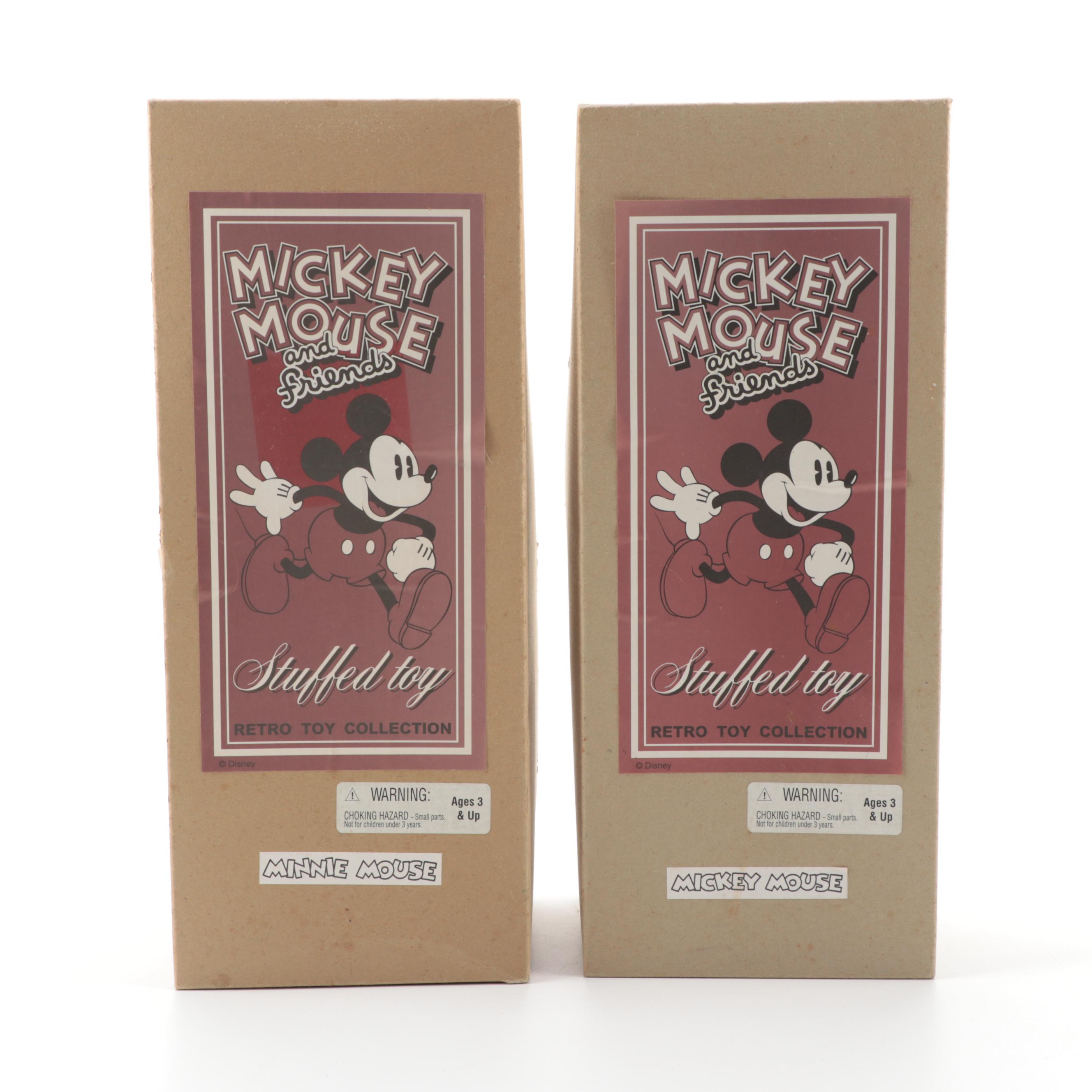 Disney Retro Toy Collection Mickey and Minnie Mouse Stuffed Toys