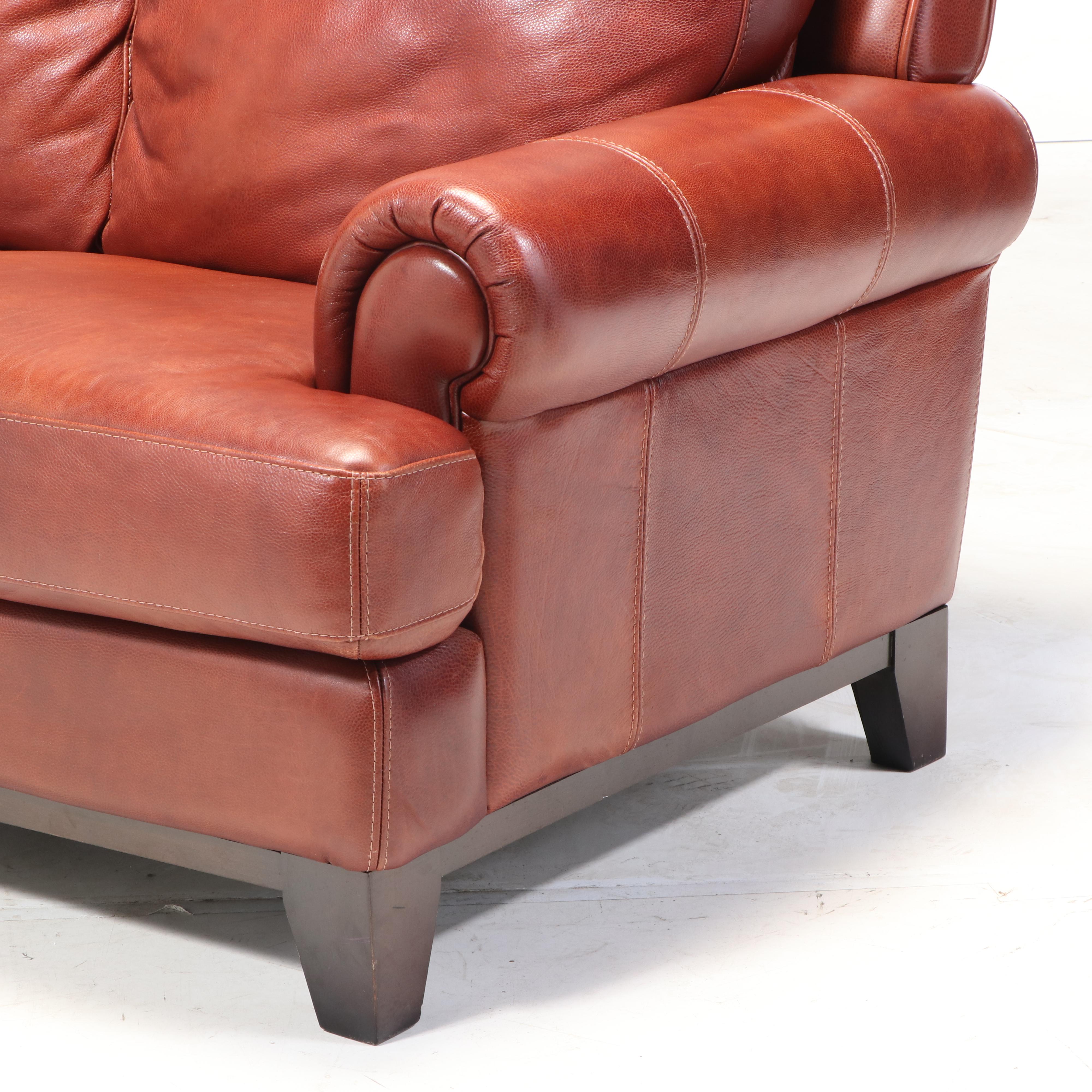 Divani Chateau d'Ax Three-Seat Italian Leather Sofa