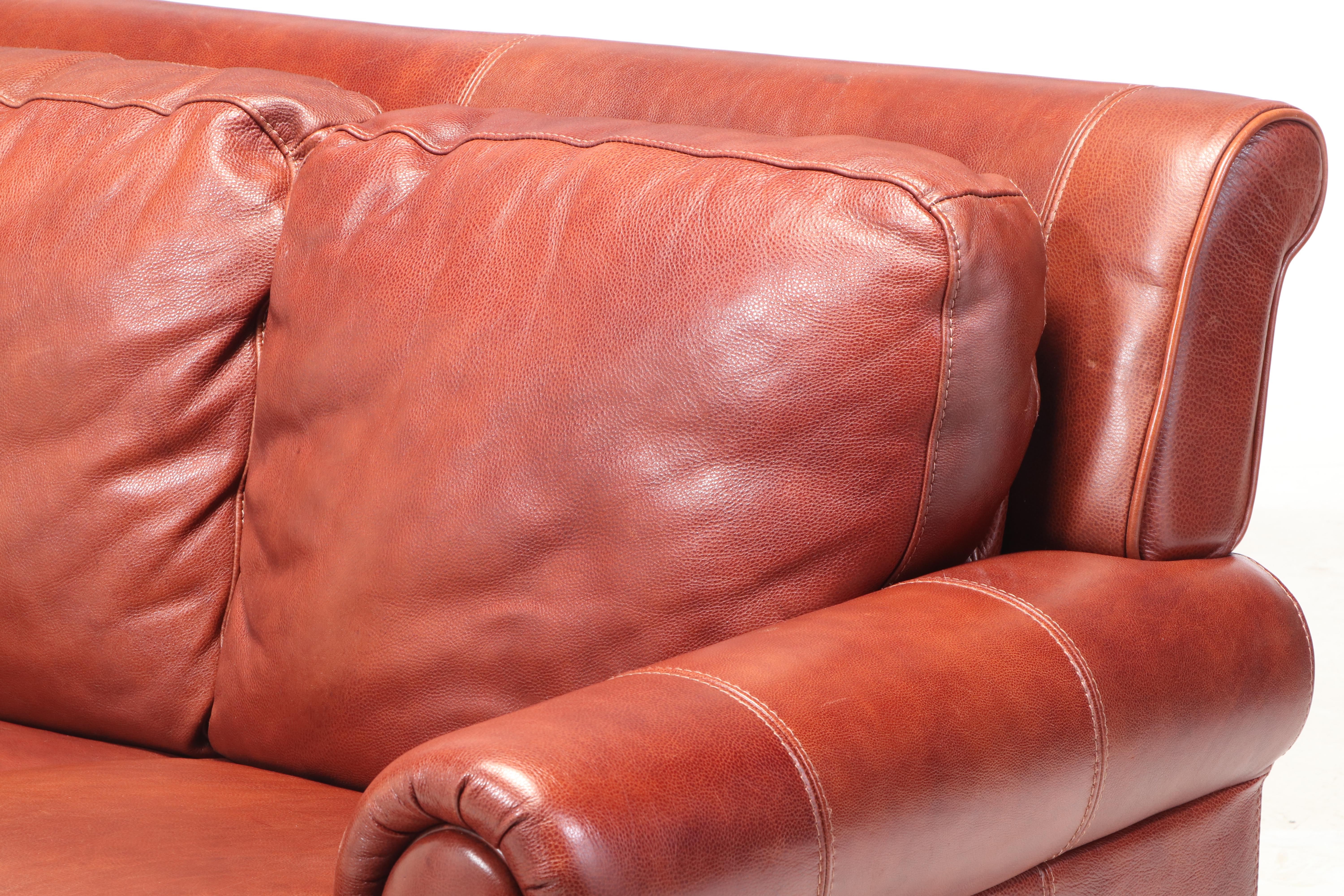 Divani Chateau d'Ax Three-Seat Italian Leather Sofa