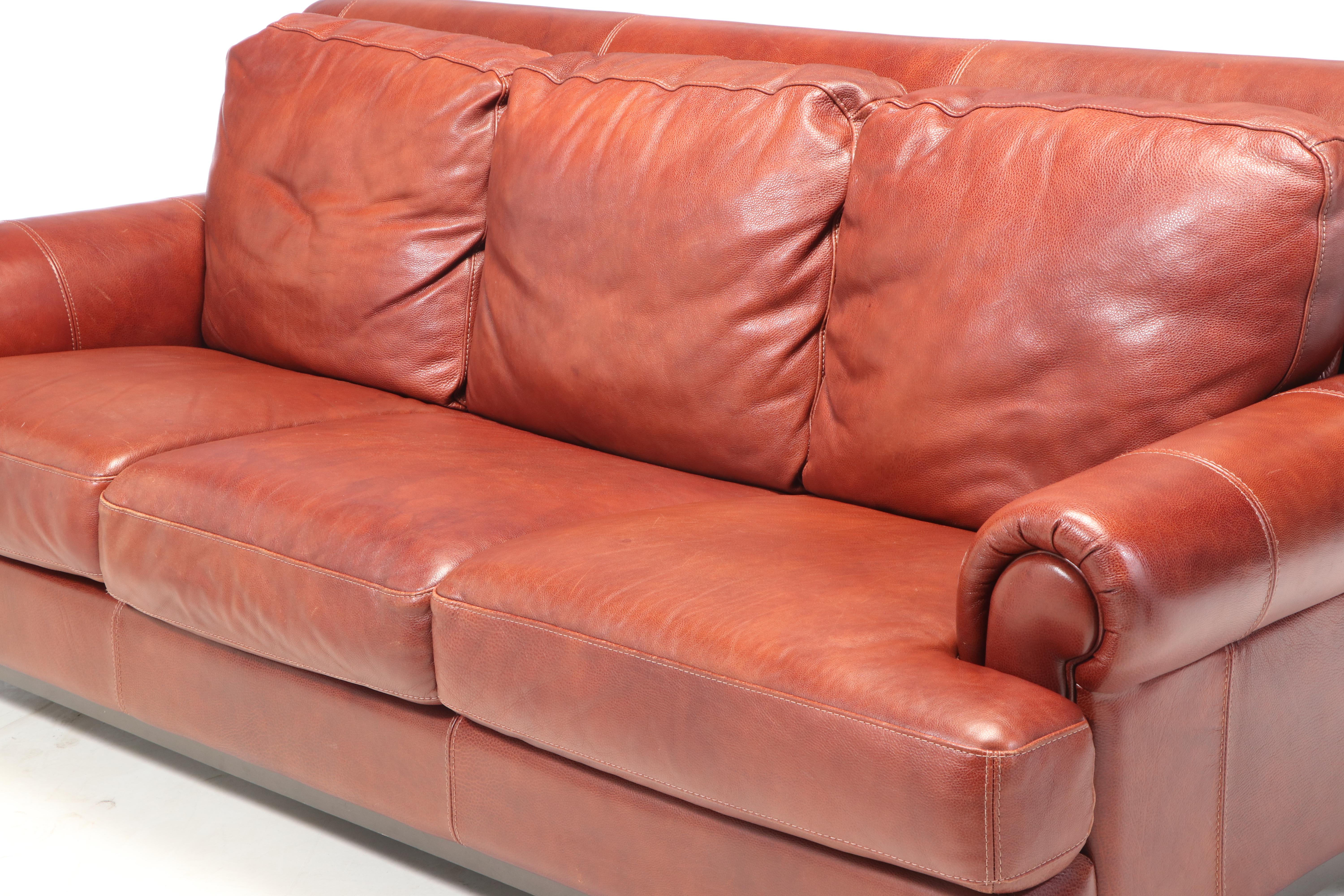 Divani Chateau d'Ax Three-Seat Italian Leather Sofa