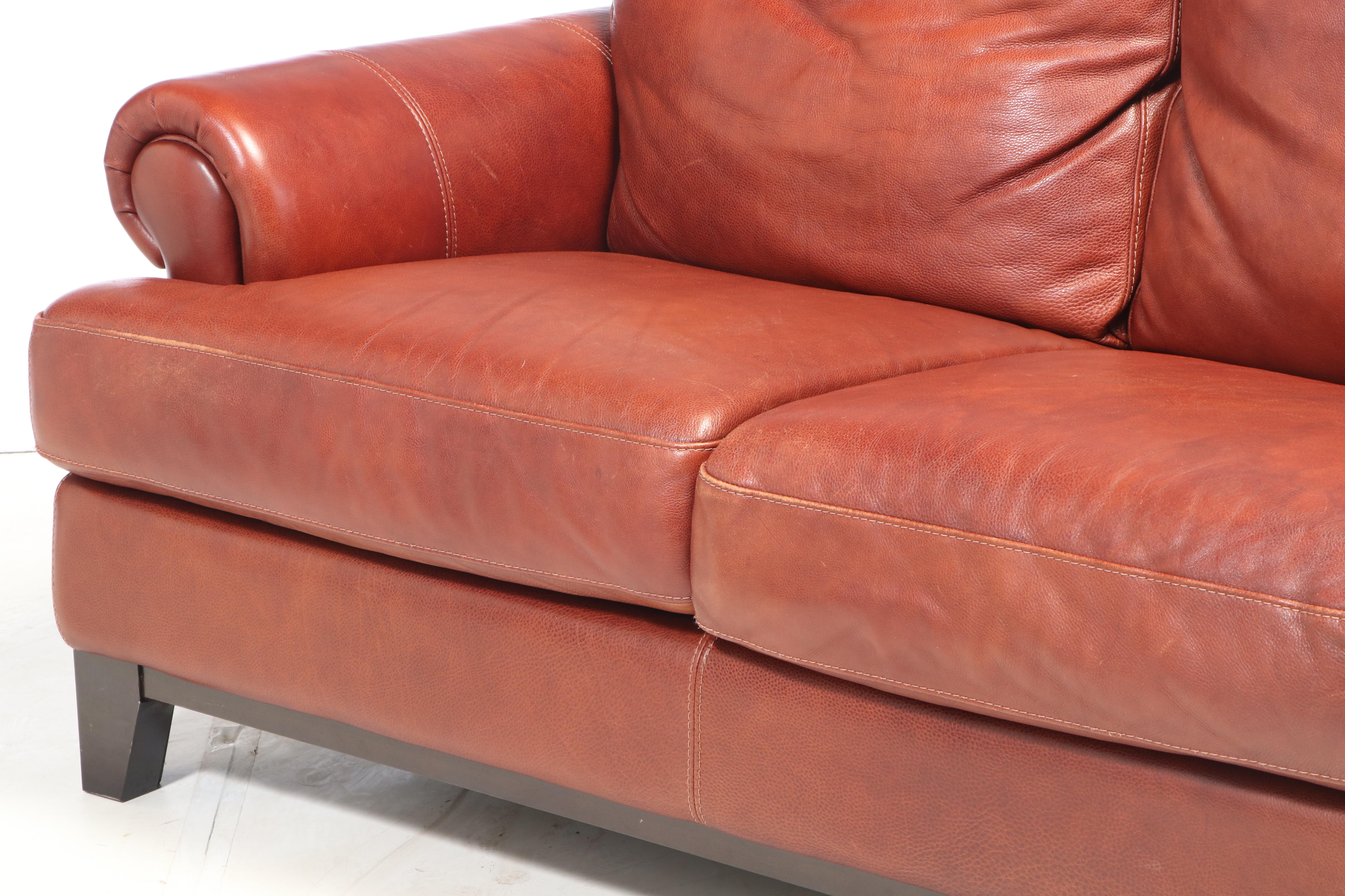 Divani Chateau d'Ax Three-Seat Italian Leather Sofa