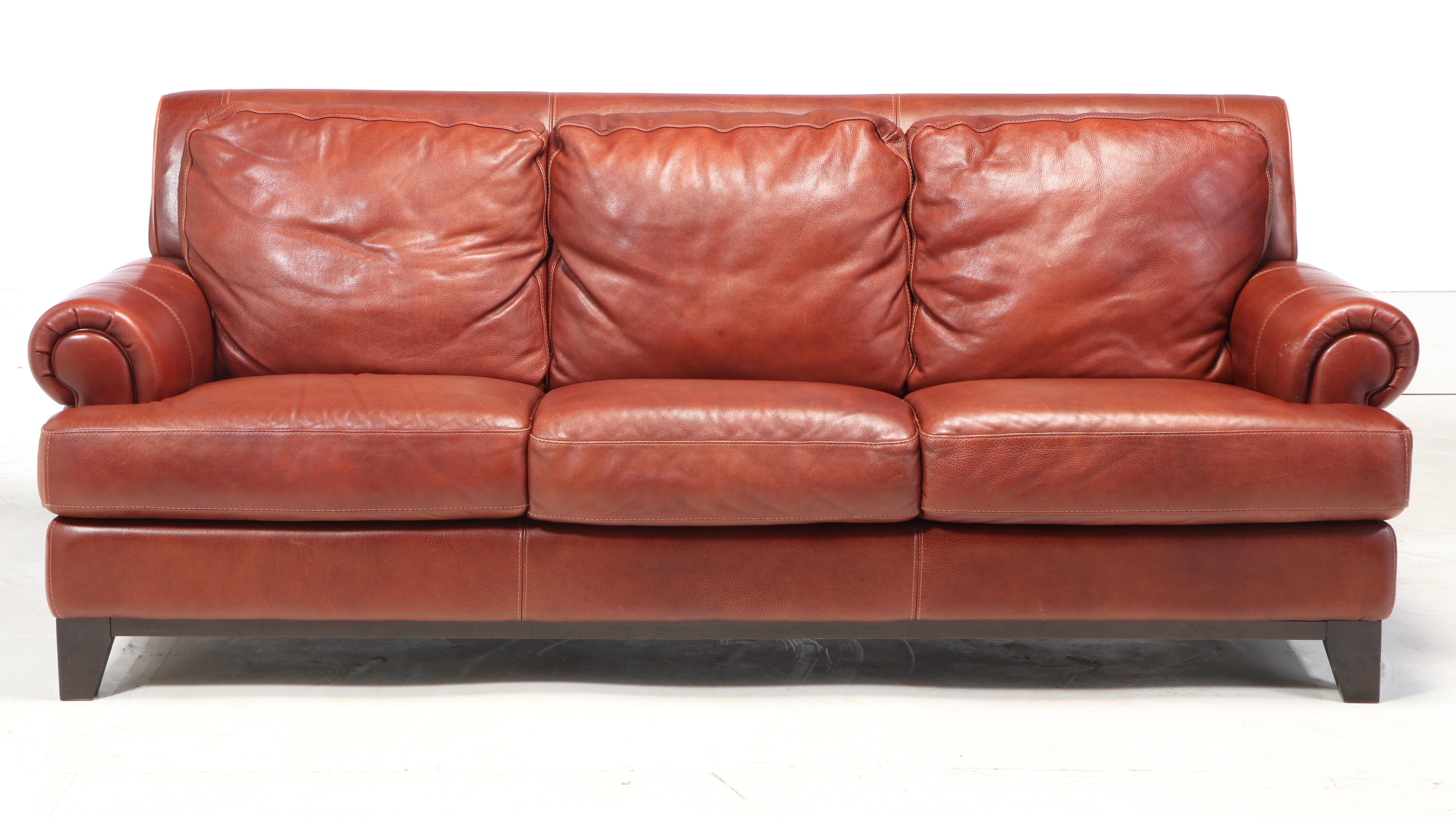 Divani Chateau d'Ax Three-Seat Italian Leather Sofa