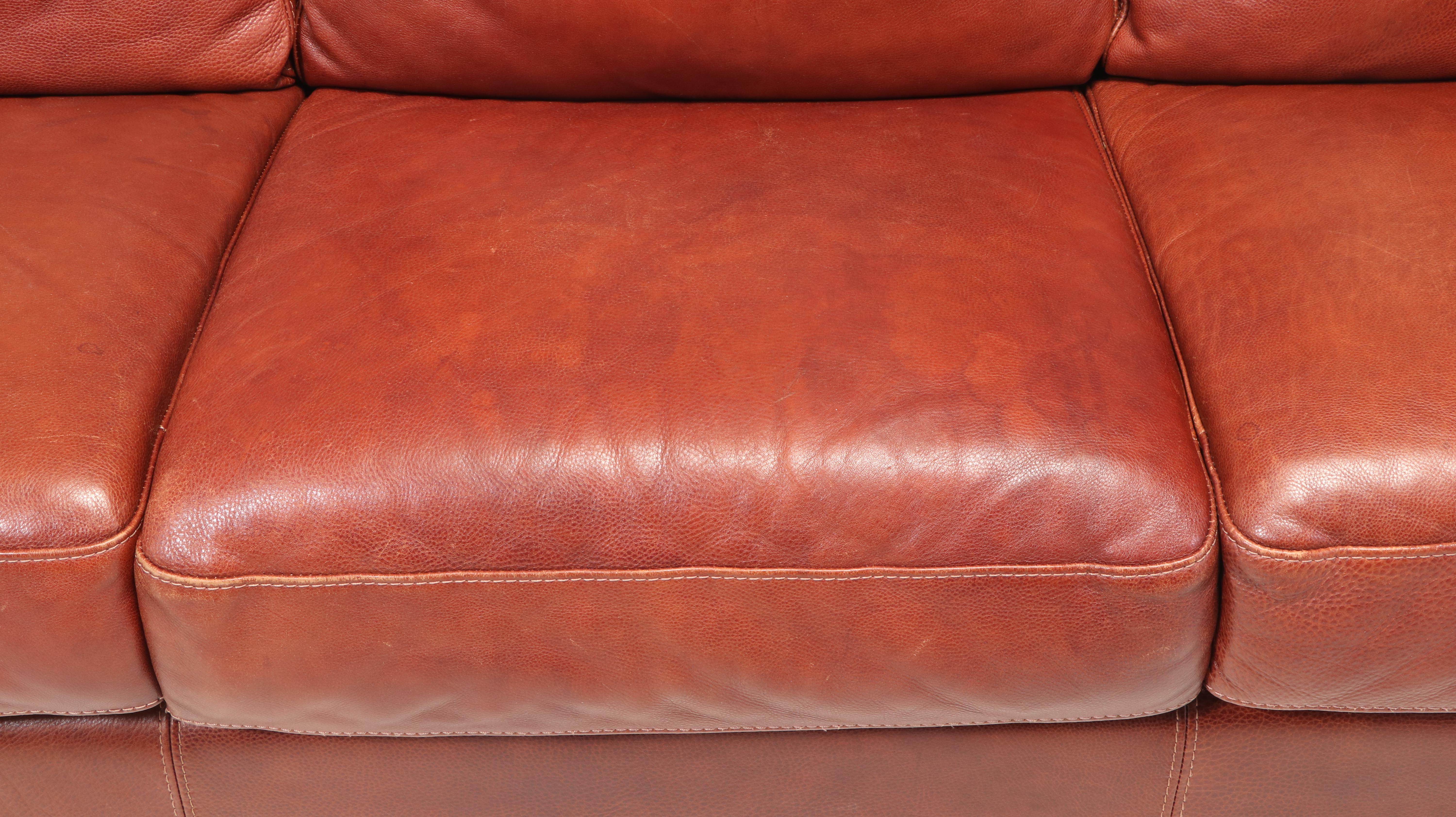 Divani Chateau d'Ax Three-Seat Italian Leather Sofa