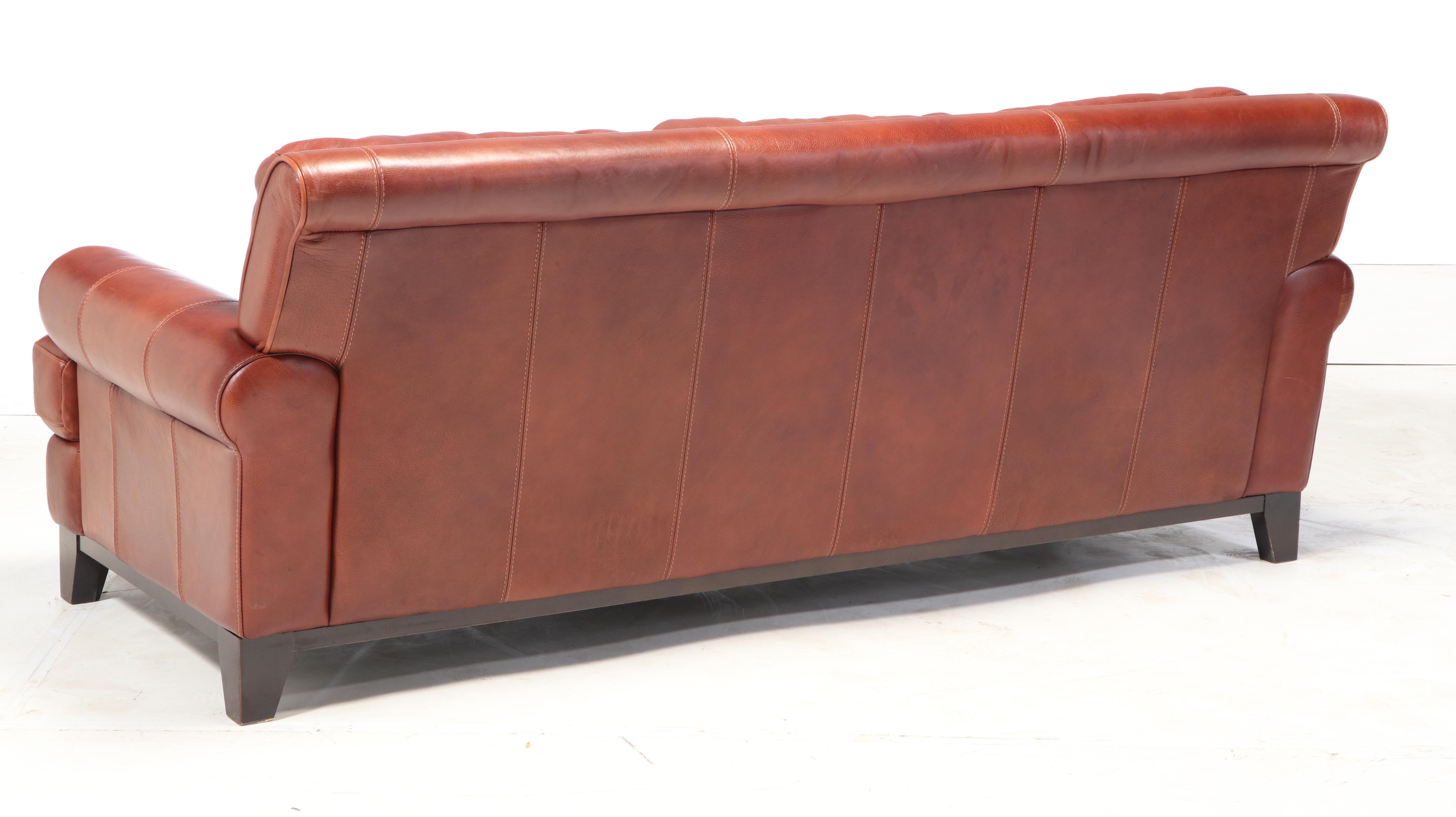 Divani Chateau d'Ax Three-Seat Italian Leather Sofa