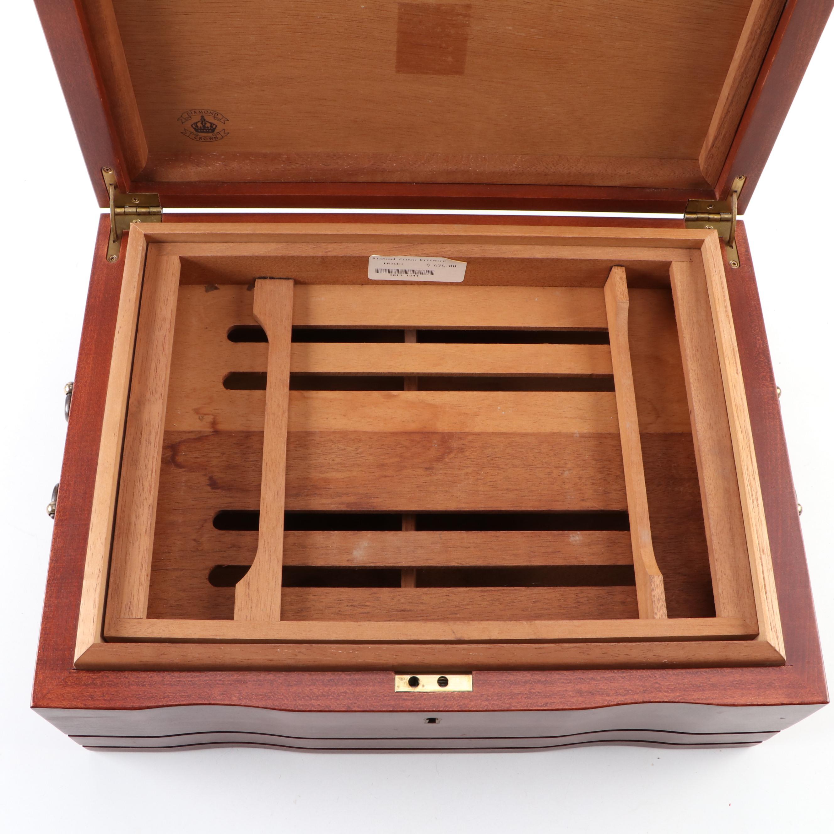 Reed & Barton Diamond Crown "Biltmore" Cherry Wood Humidor with Hygrometer