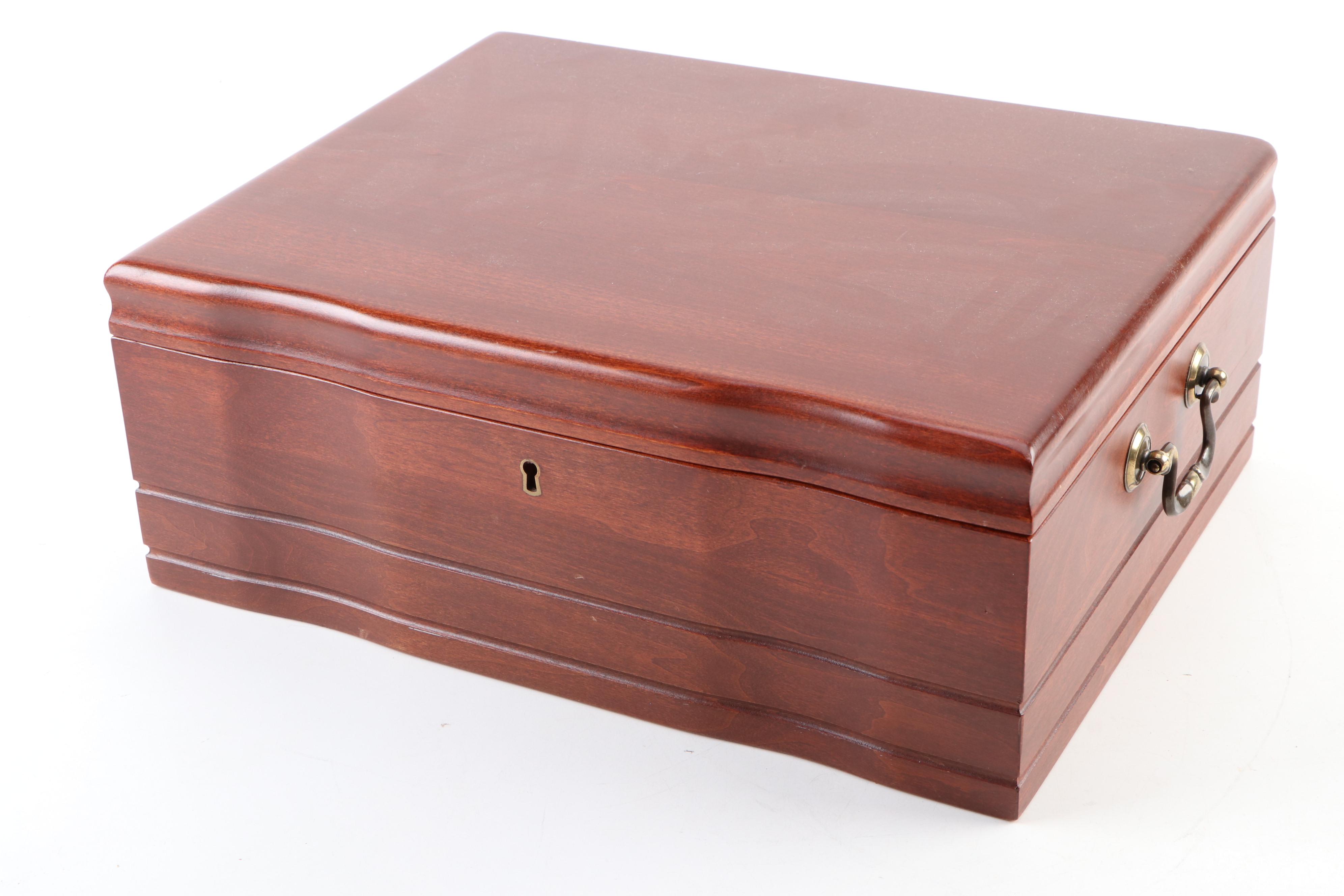 Reed & Barton Diamond Crown "Biltmore" Cherry Wood Humidor with Hygrometer