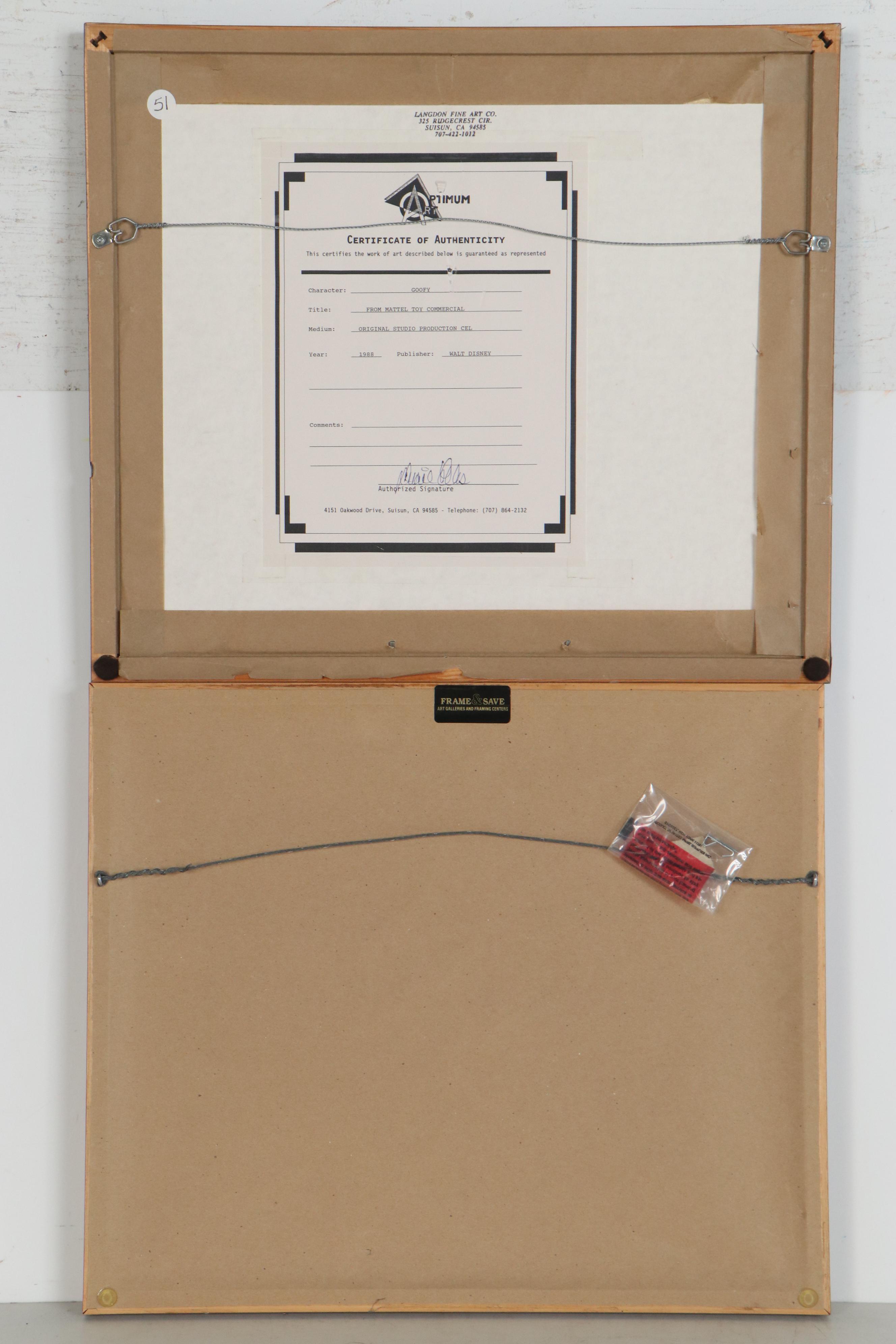 Disney Goofy Commercial Production Cel and Hand-Painted Animation Cel