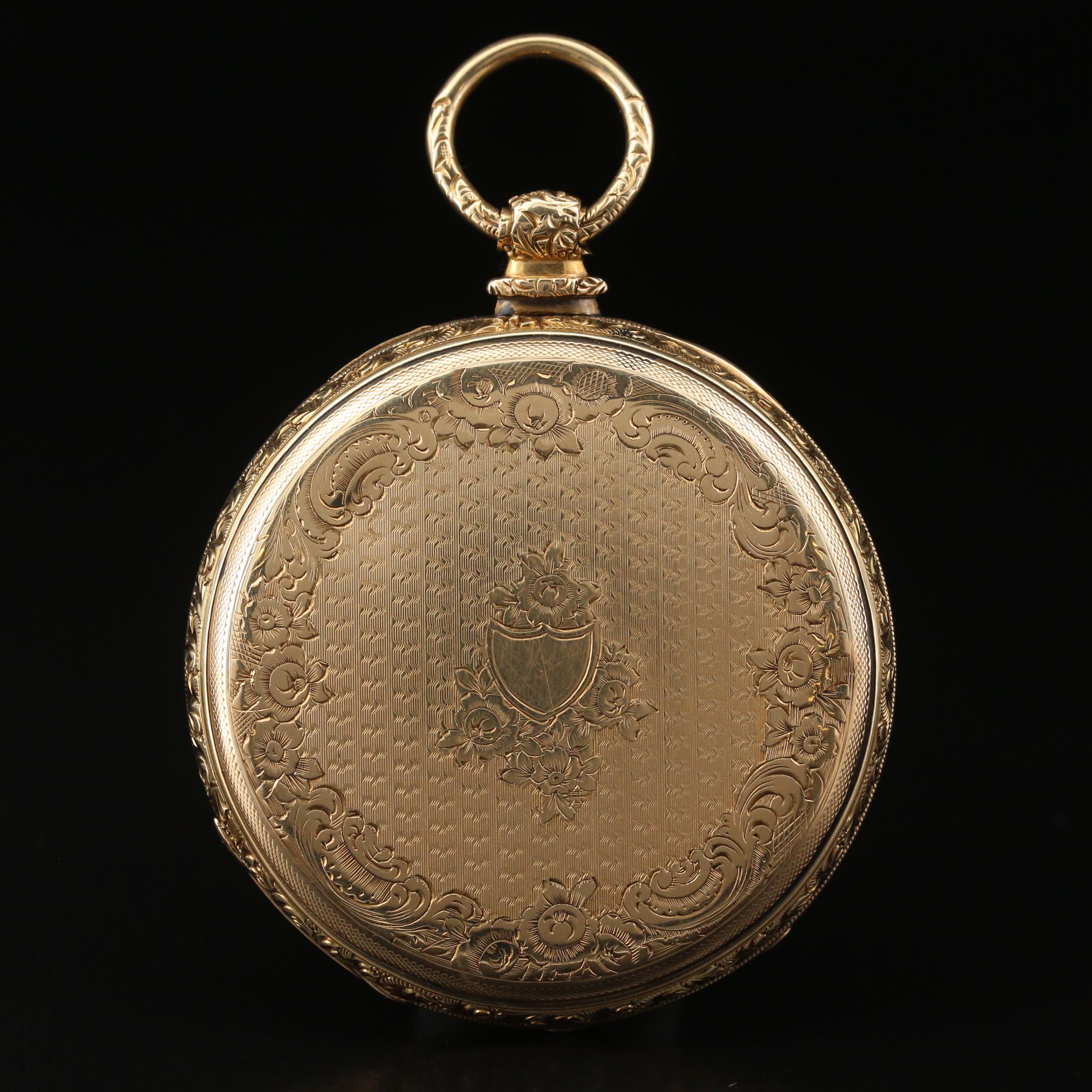 Antique M.I. Tobias 14K Gold Pocket Watch with 18K Gold Dial