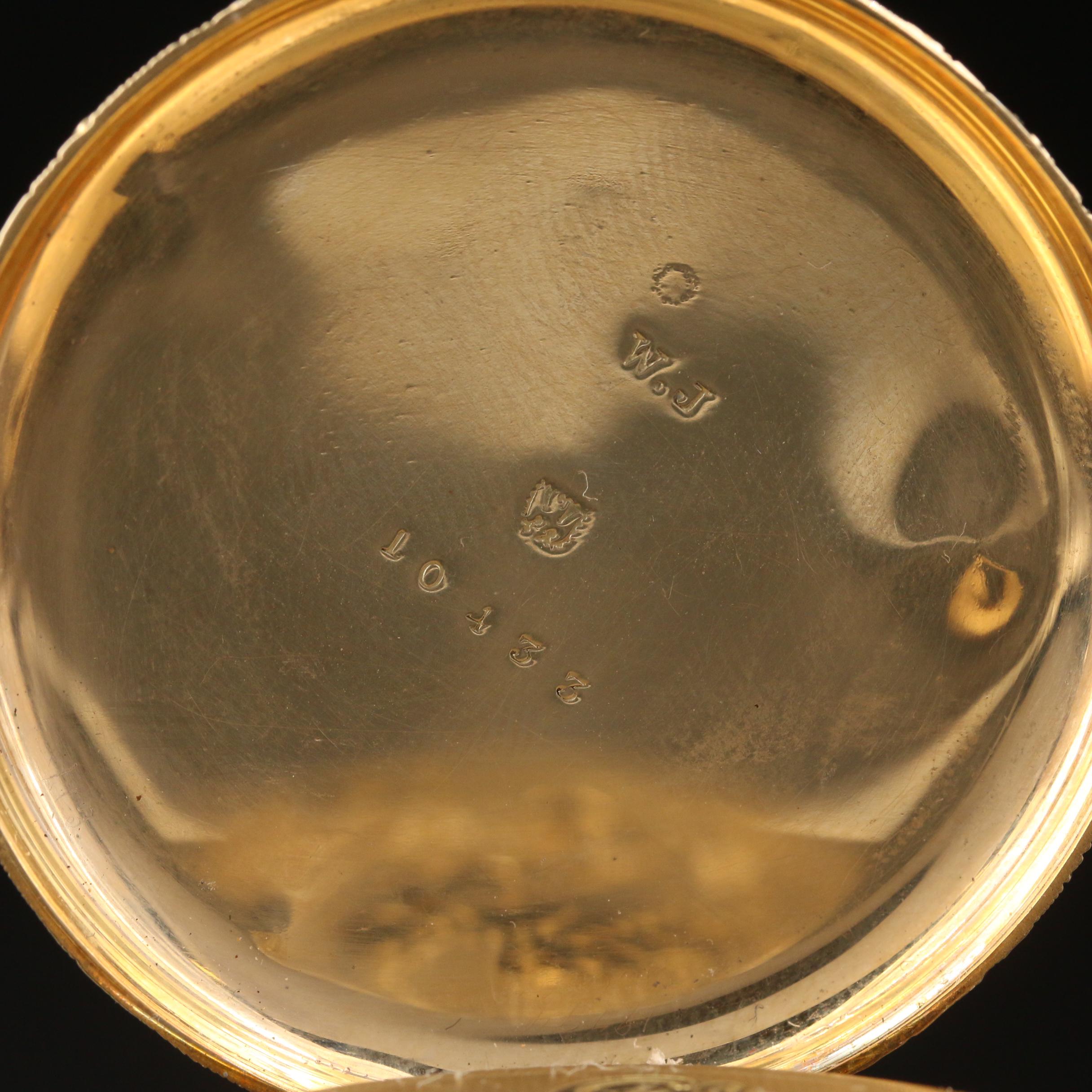 Antique M.I. Tobias 14K Gold Pocket Watch with 18K Gold Dial