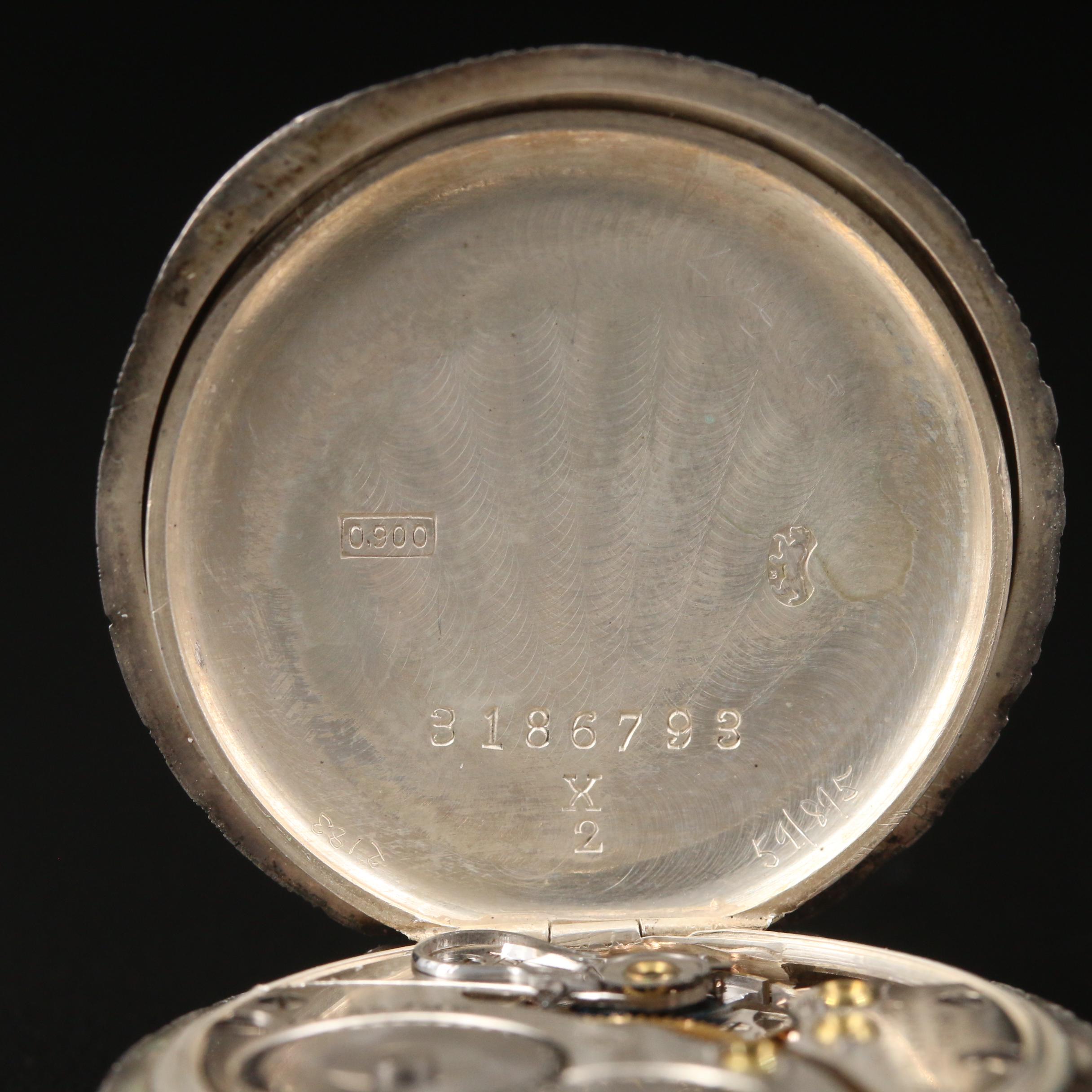 1904 Waltham For Bigelow, Kennard & Co. 900 Silver Pocket Watch with Chain Fob