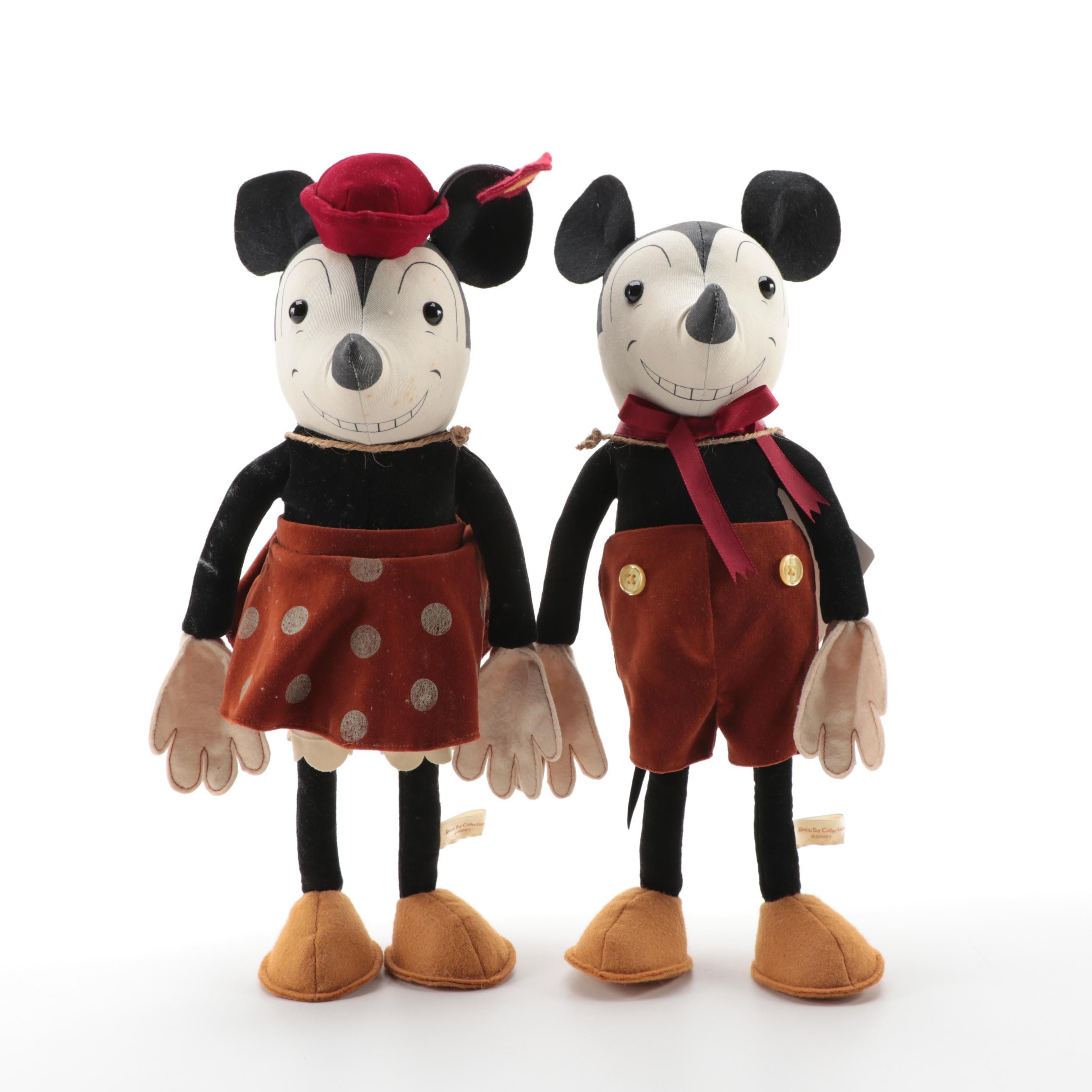 Disney Retro Toy Collection Mickey and Minnie Mouse Stuffed Toys