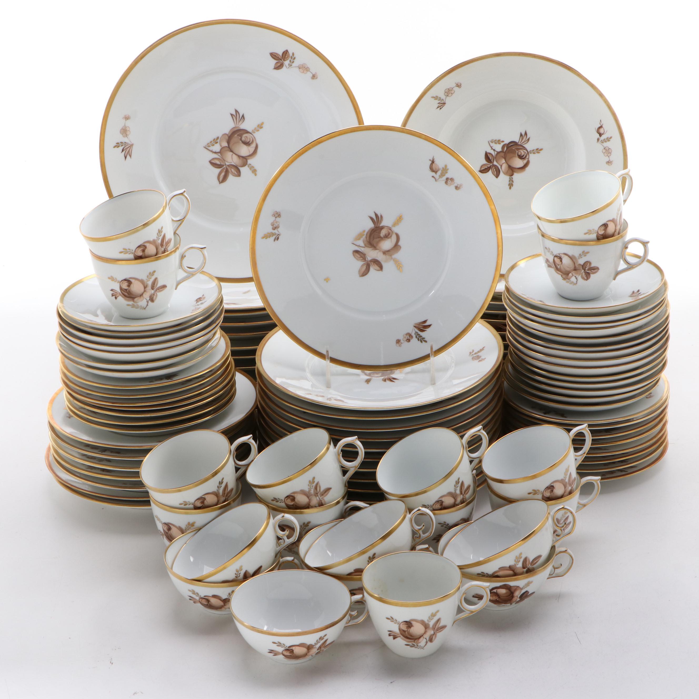 Royal Copenhagen "Brown Rose" Porcelain Dinnerware