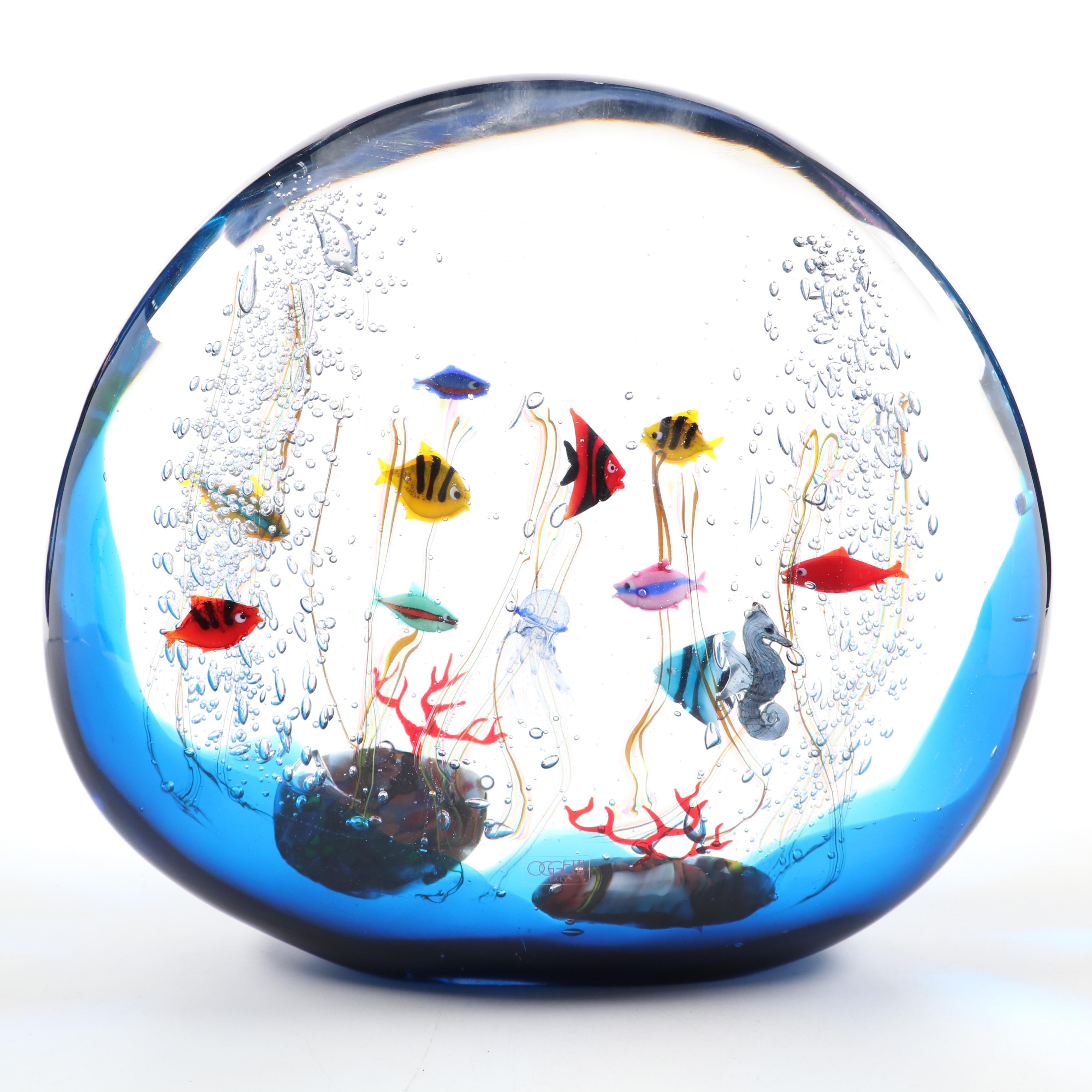 Elio Raffaeli Oggetti Murano Glass Sea Life Aquarium Art Glass Sculpture