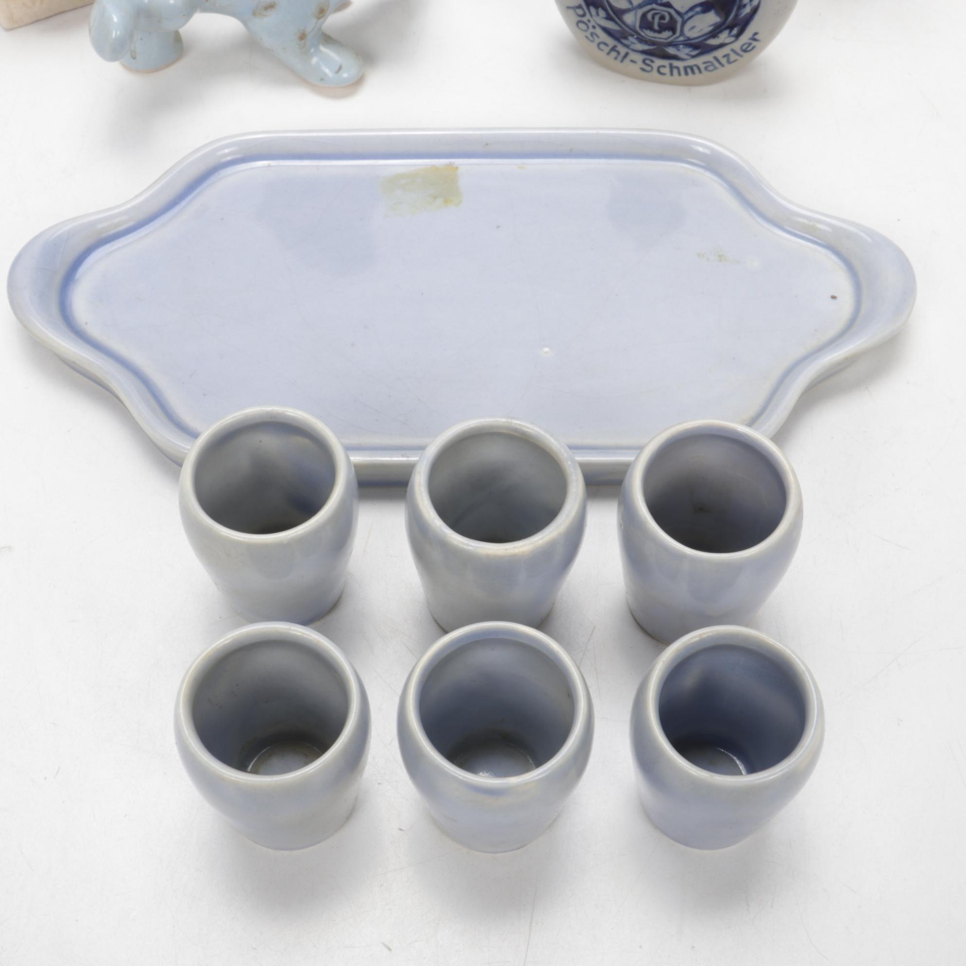 J&I Block Bourbon Decanter Set and Other Figural Decanters, Mid-20th Century