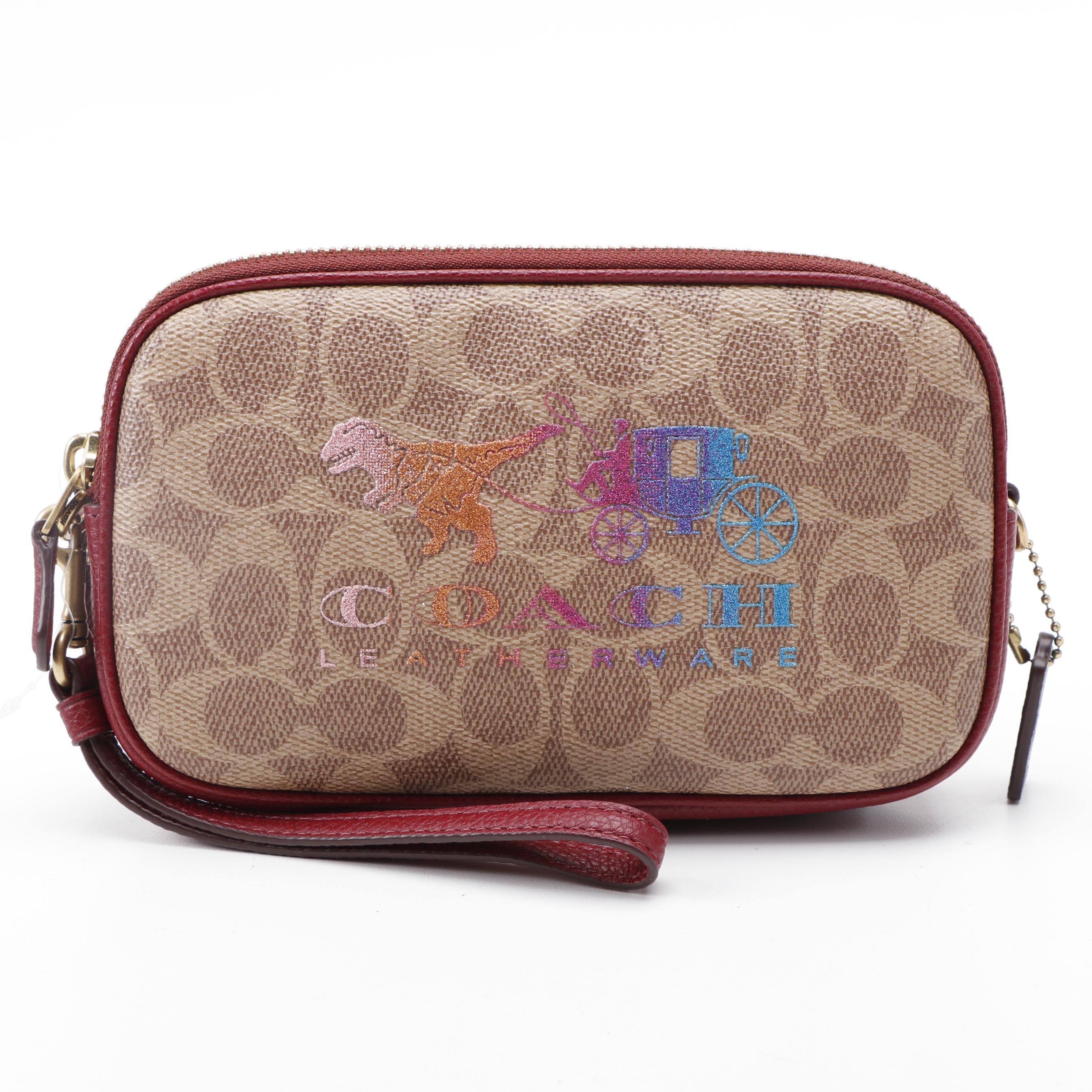 Coach Tan and Deep Red Dinosaur and Coach Crossbody Bag and Coin Purse