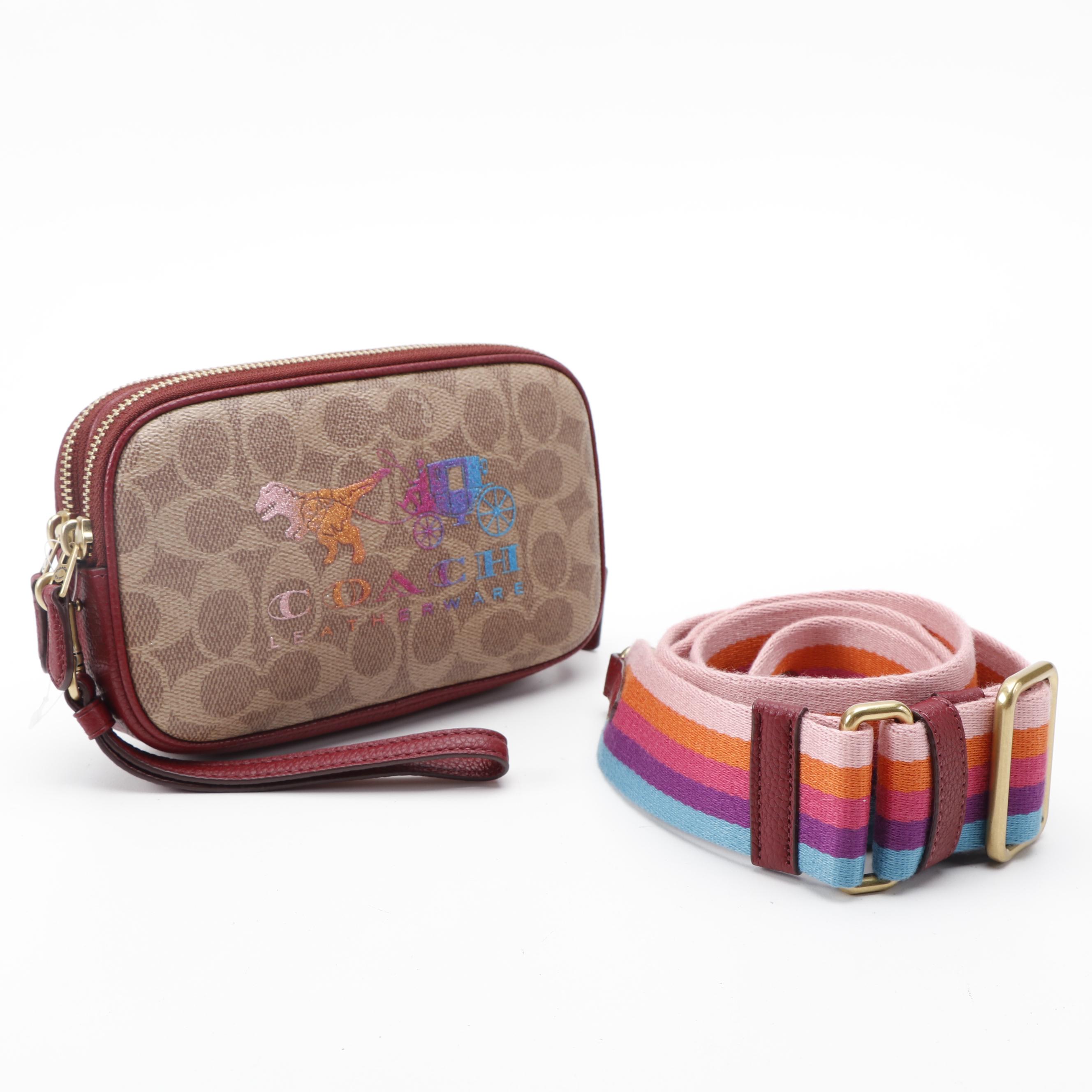 Coach Tan and Deep Red Dinosaur and Coach Crossbody Bag and Coin Purse