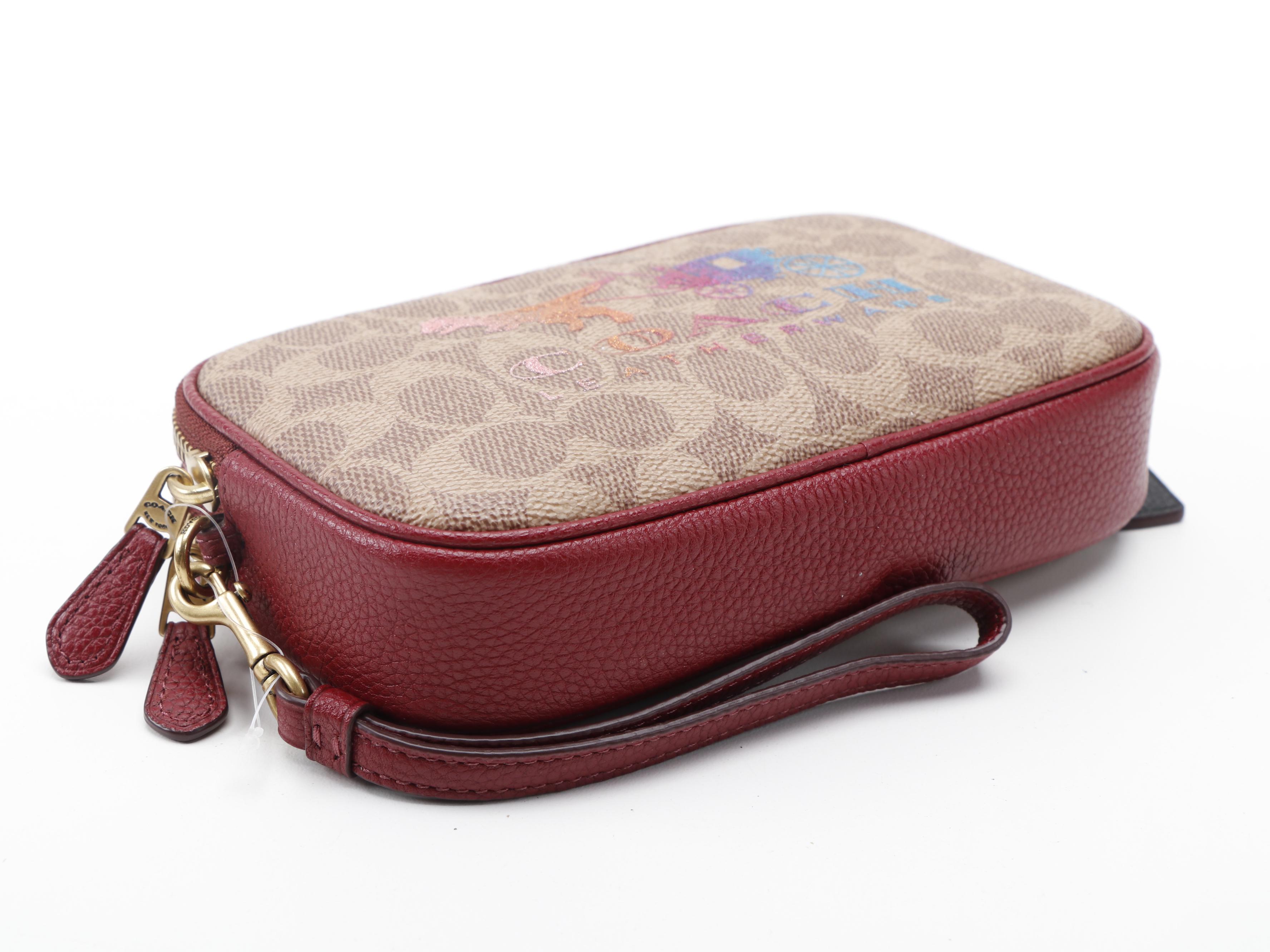 Coach Tan and Deep Red Dinosaur and Coach Crossbody Bag and Coin Purse