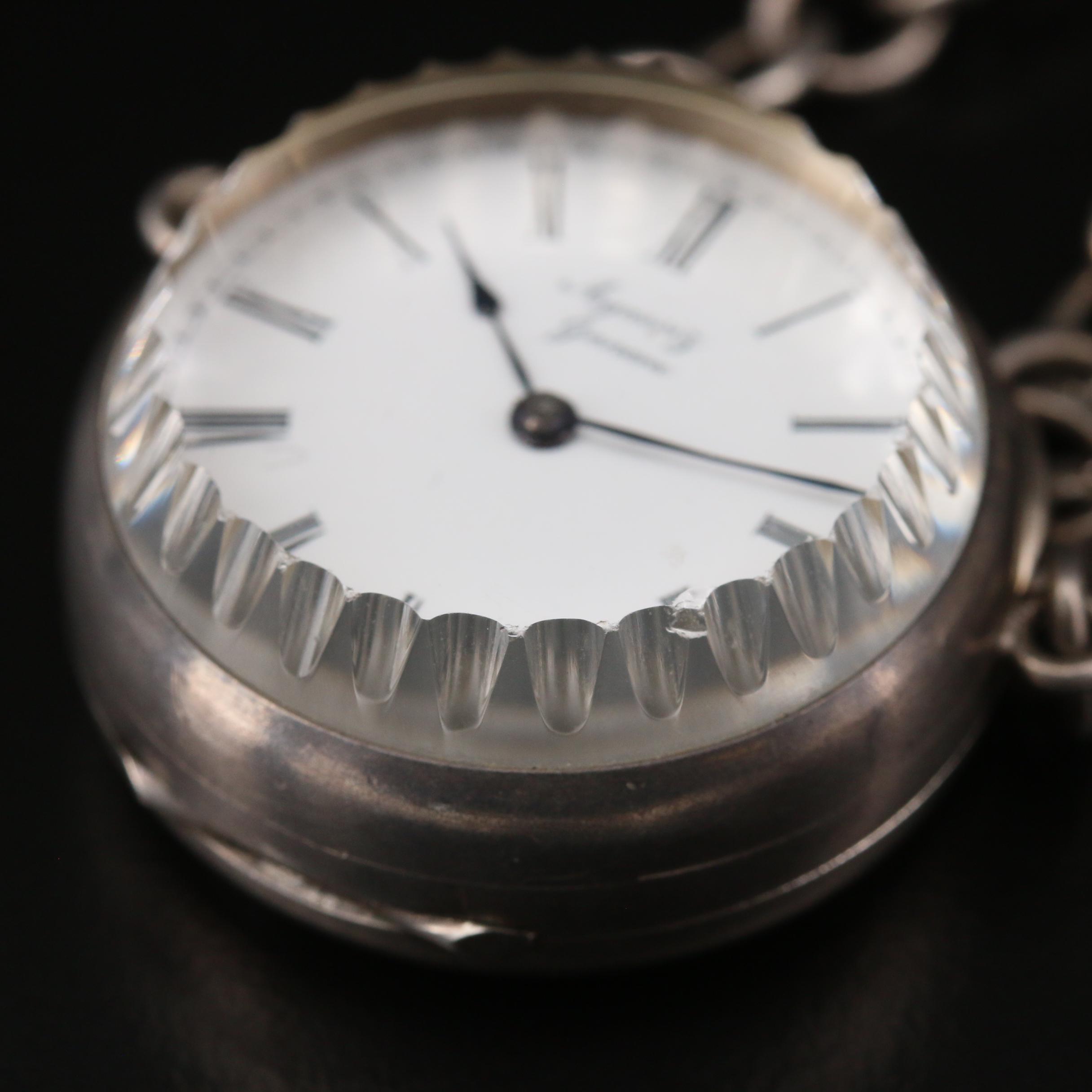 Antique Agassiz Sterling Silver Chatelaine Watch with Dominick & Haff Yoke Clip