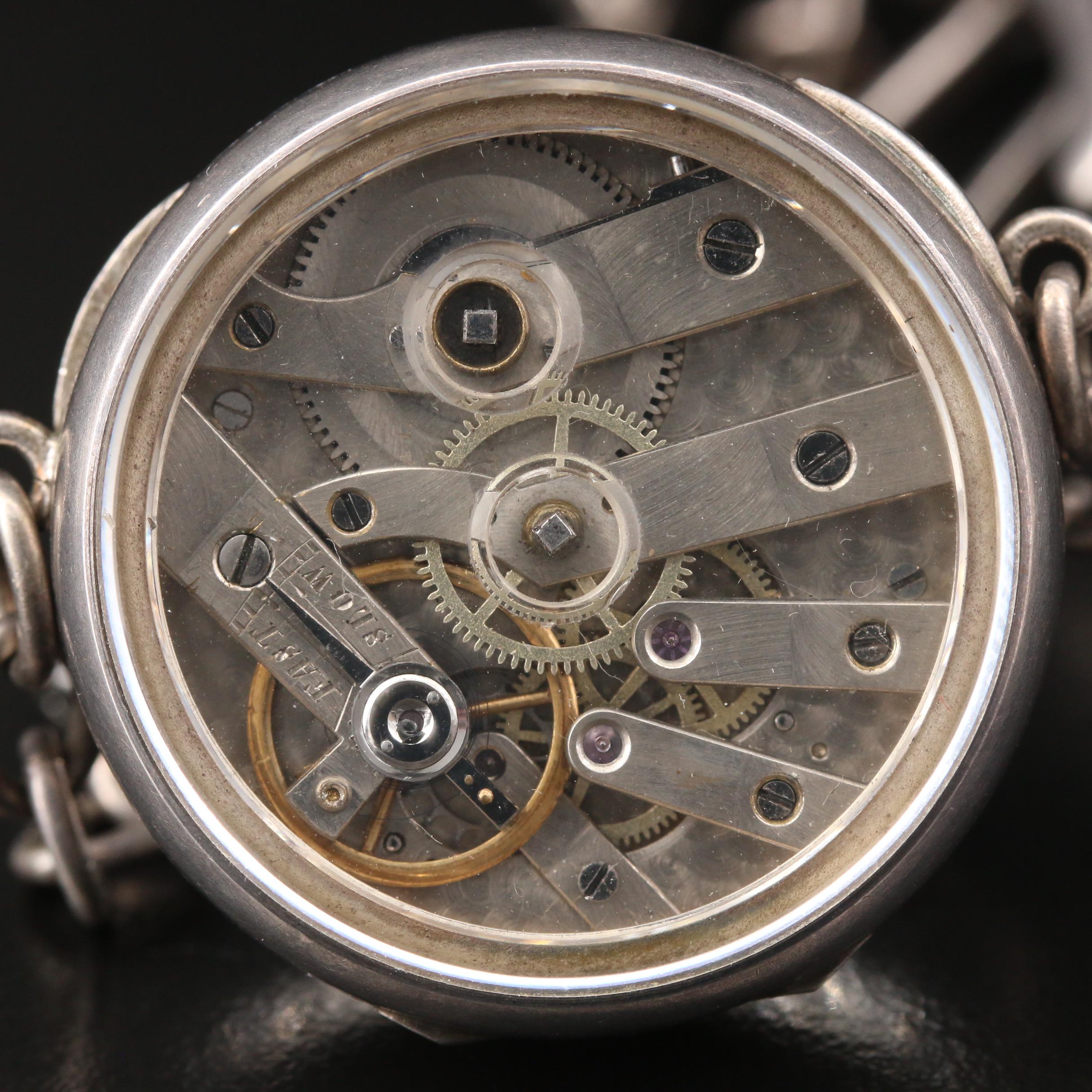 Antique Agassiz Sterling Silver Chatelaine Watch with Dominick & Haff Yoke Clip