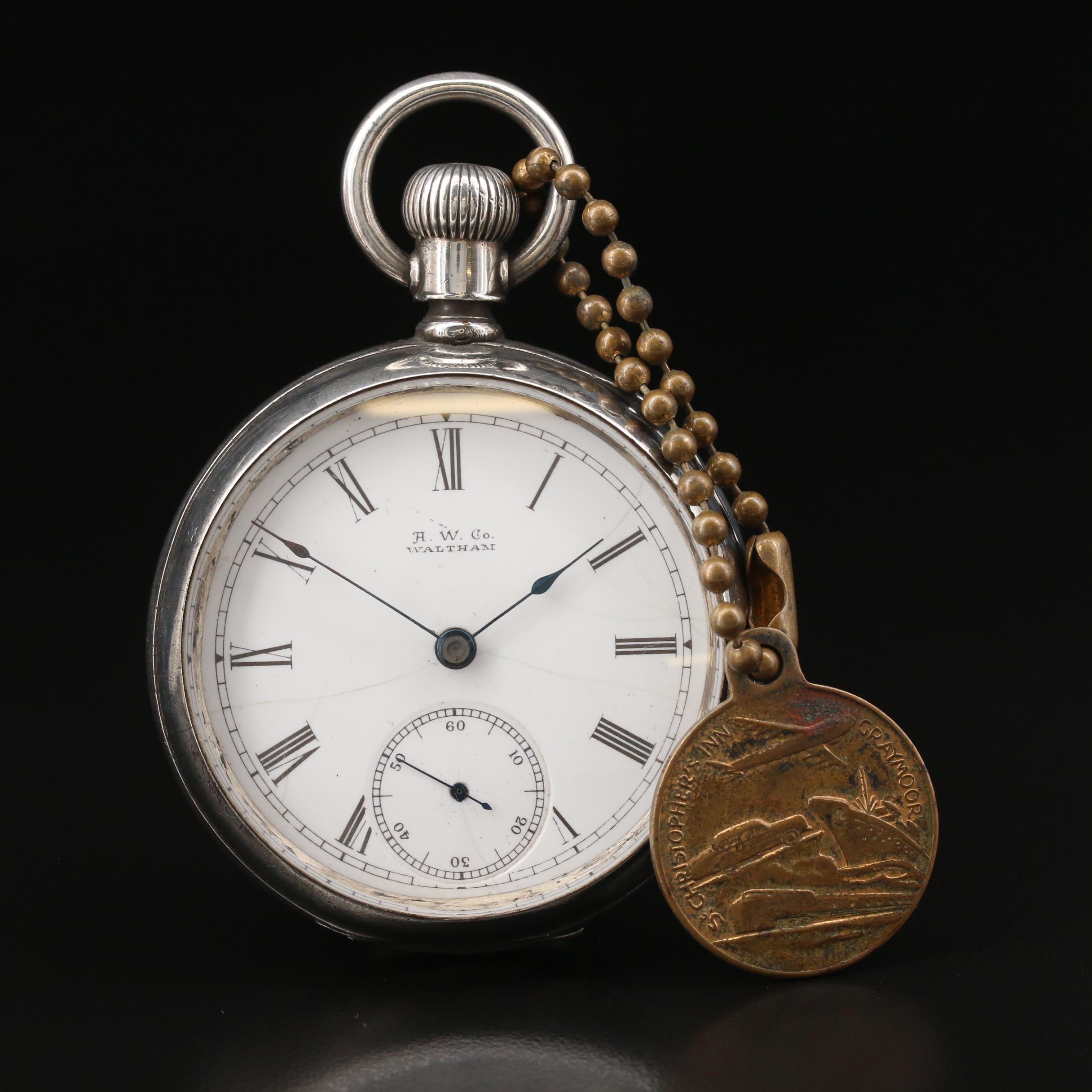 1890 Waltham Coin Silver Open Face Pocket Watch