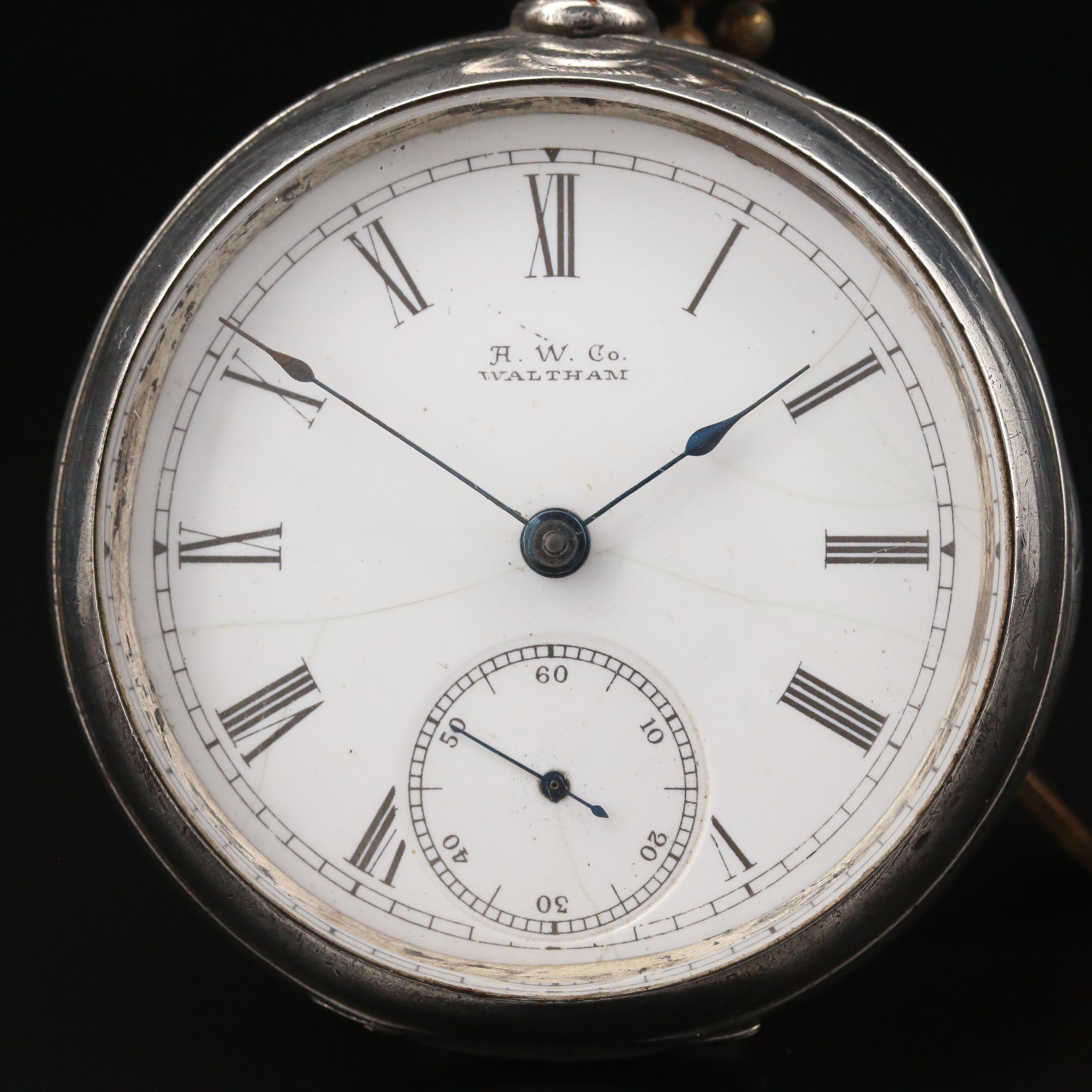 1890 Waltham Coin Silver Open Face Pocket Watch