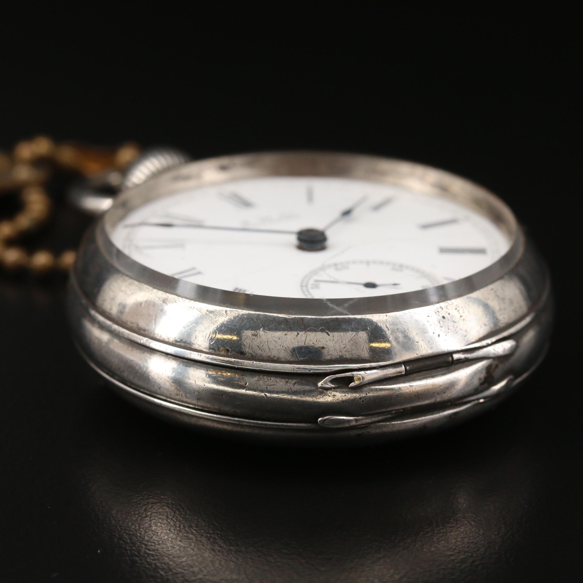 1890 Waltham Coin Silver Open Face Pocket Watch
