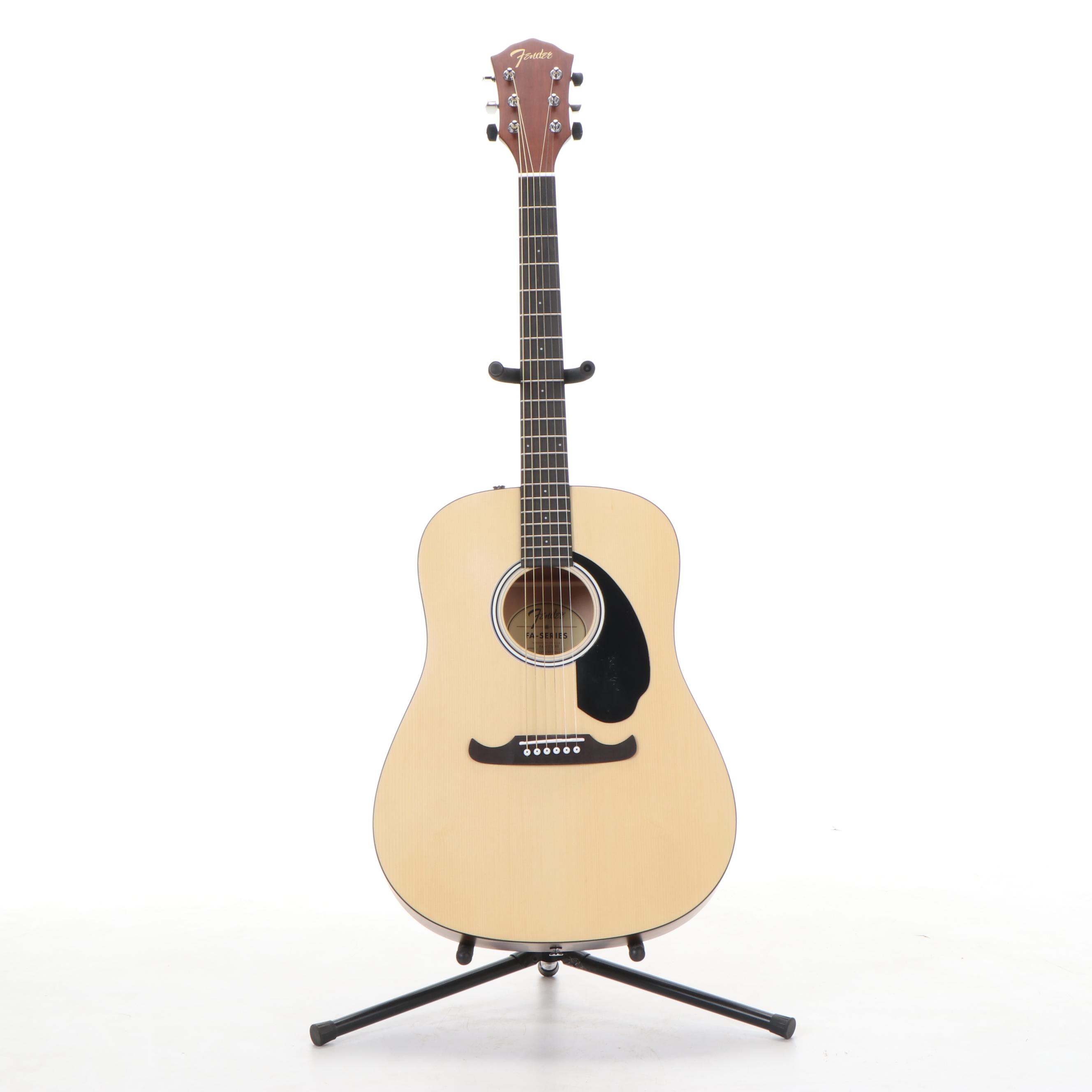 Fender FA-125 Acoustic Dreadnought Guitar with Tuner and Stand