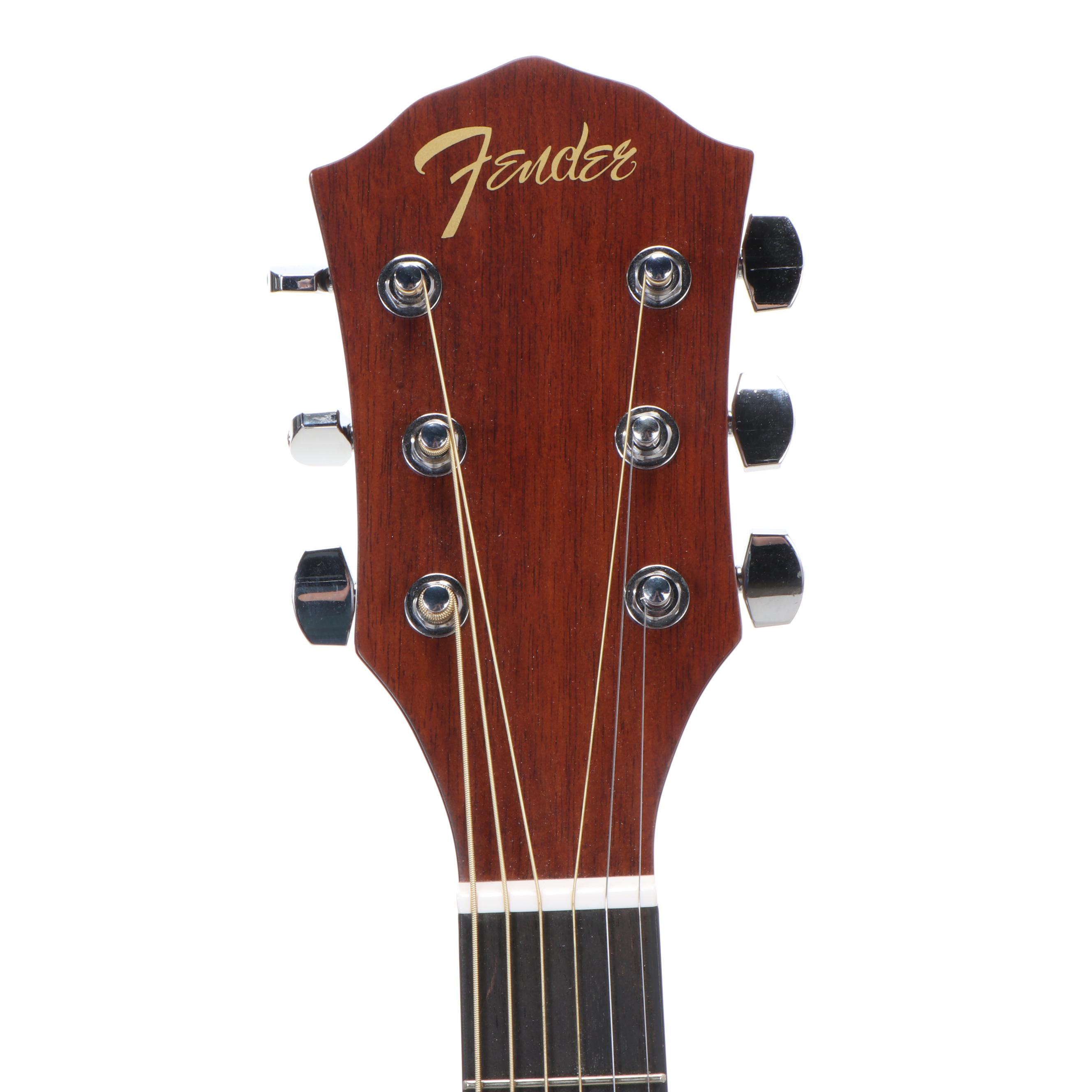 Fender FA-125 Acoustic Dreadnought Guitar with Tuner and Stand